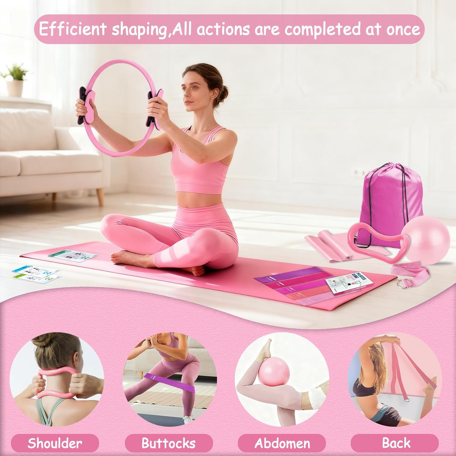 Pilates Kit for Women Pilates Equipment Ring and Ball Set Magic Circle Hoop with