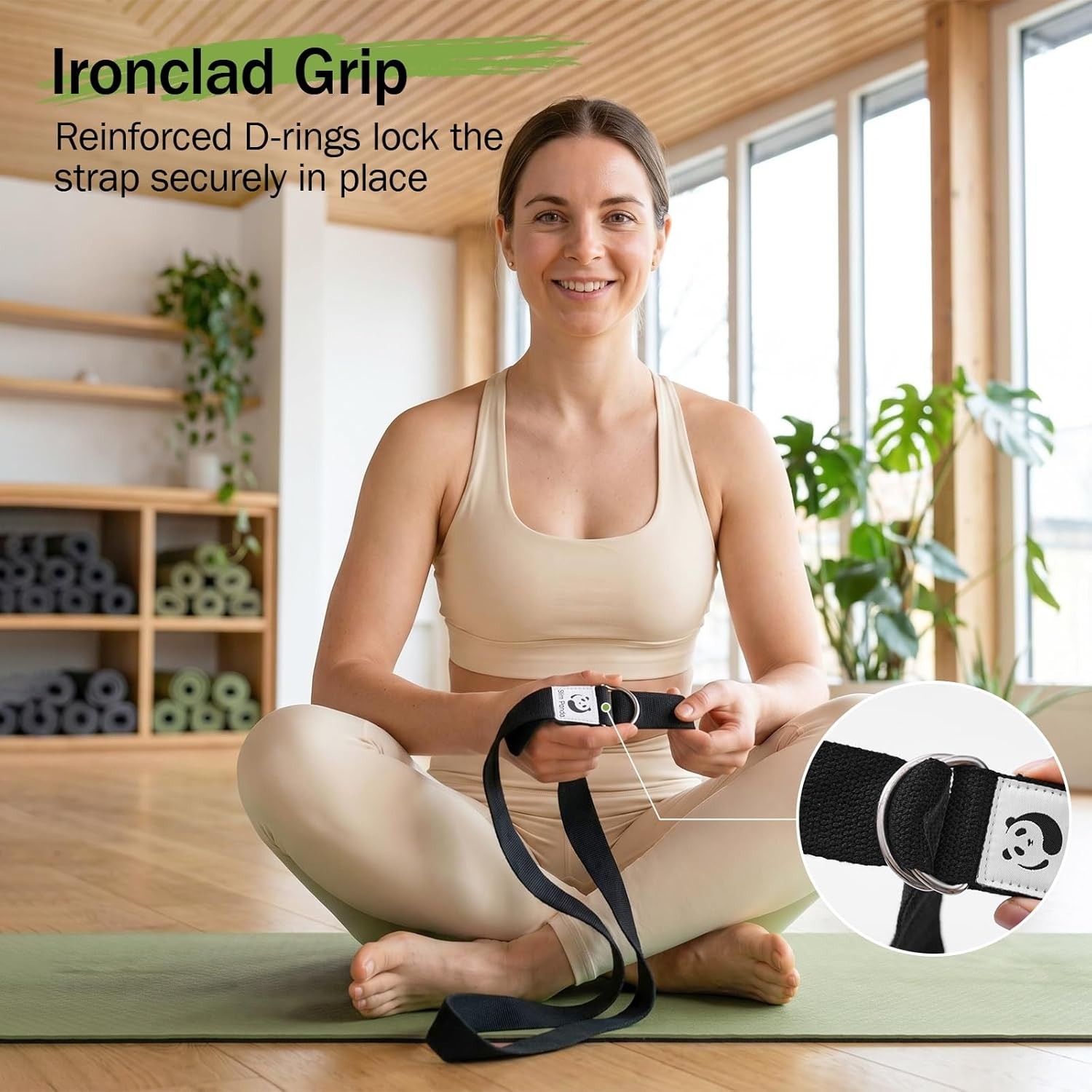 Yoga Strap for Stretching,Cotton Yoga Strap with Adjustable D-Ring Buckle,Non…
