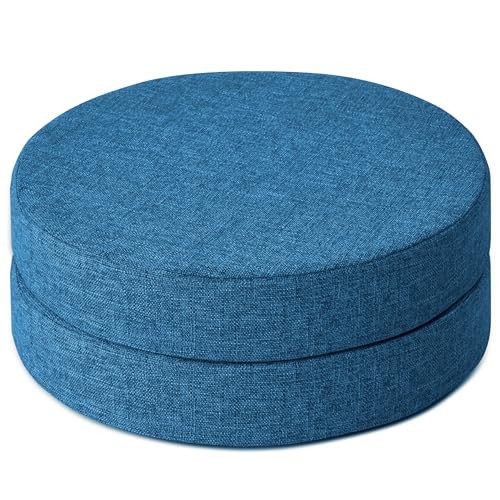 .5&Prime; Thick Non Slip Round Chair Pad Set of 16&Prime; | Machine-Washable Cover, 2 Blue