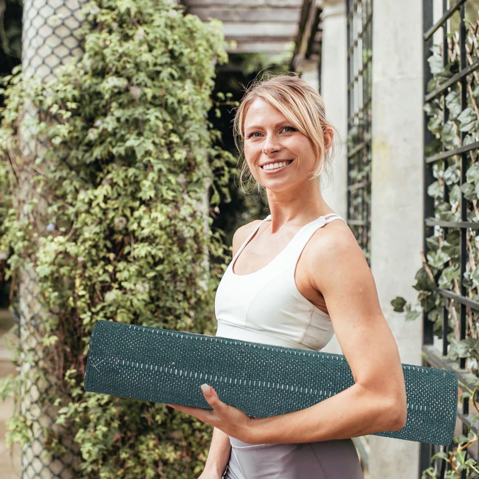 Yoga Mat Thick Non Slip Cotton Exercise Workout Mat Pilates Rug 2×6 FT