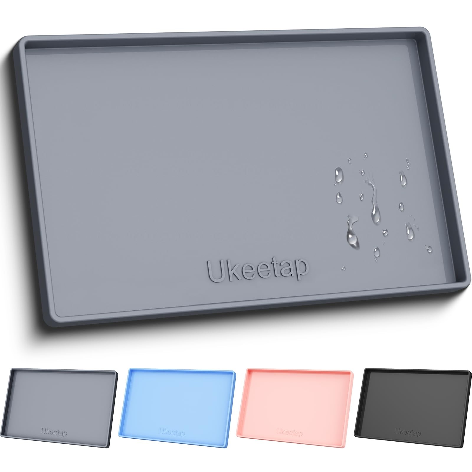 ukeetap Extra Thick Silicone Mat Waterproof with Raised Edge 34 x 22 Under Sink