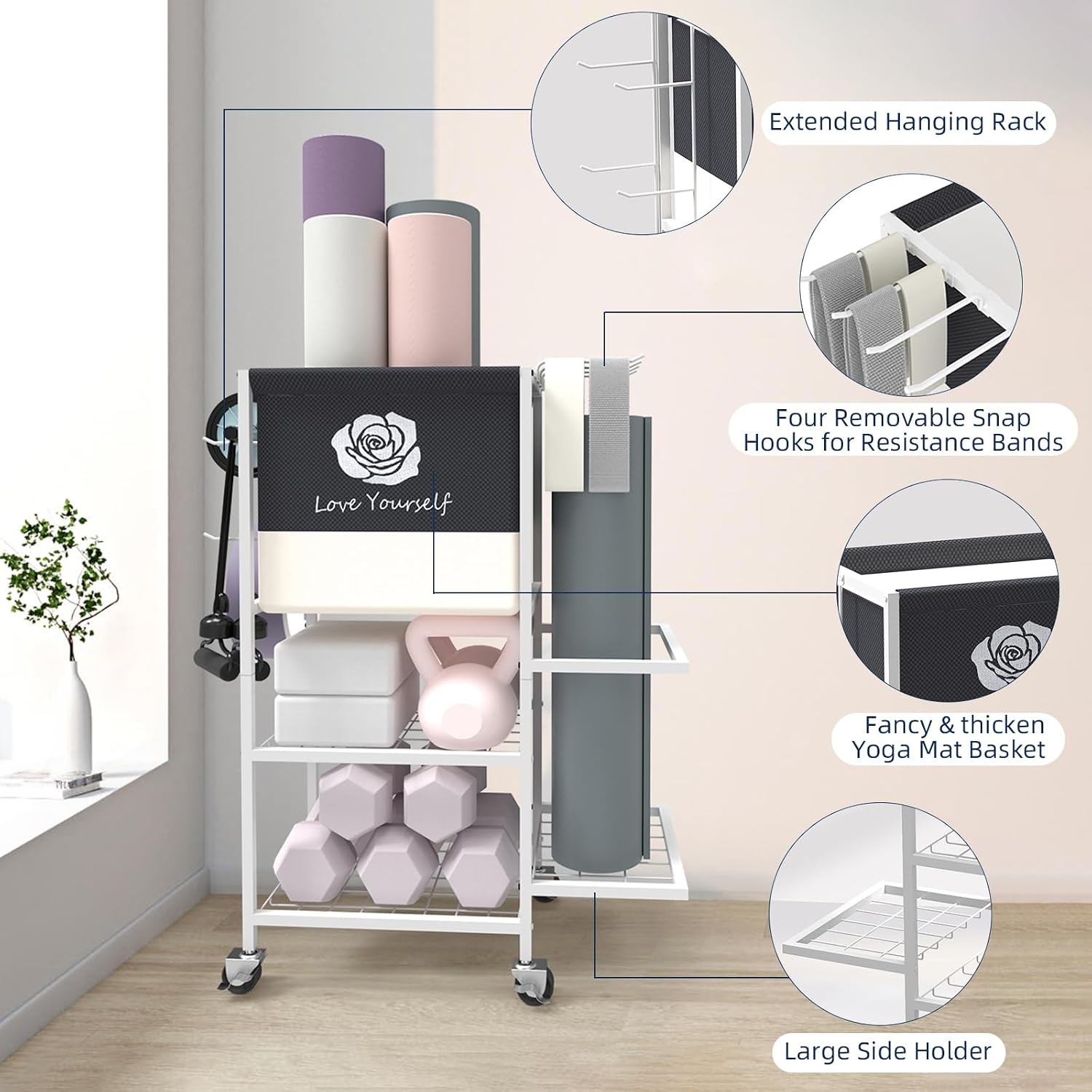 Yoga Mat Storage Rack Gym Storage Rack Gym Workout Equipment Storage Organizer