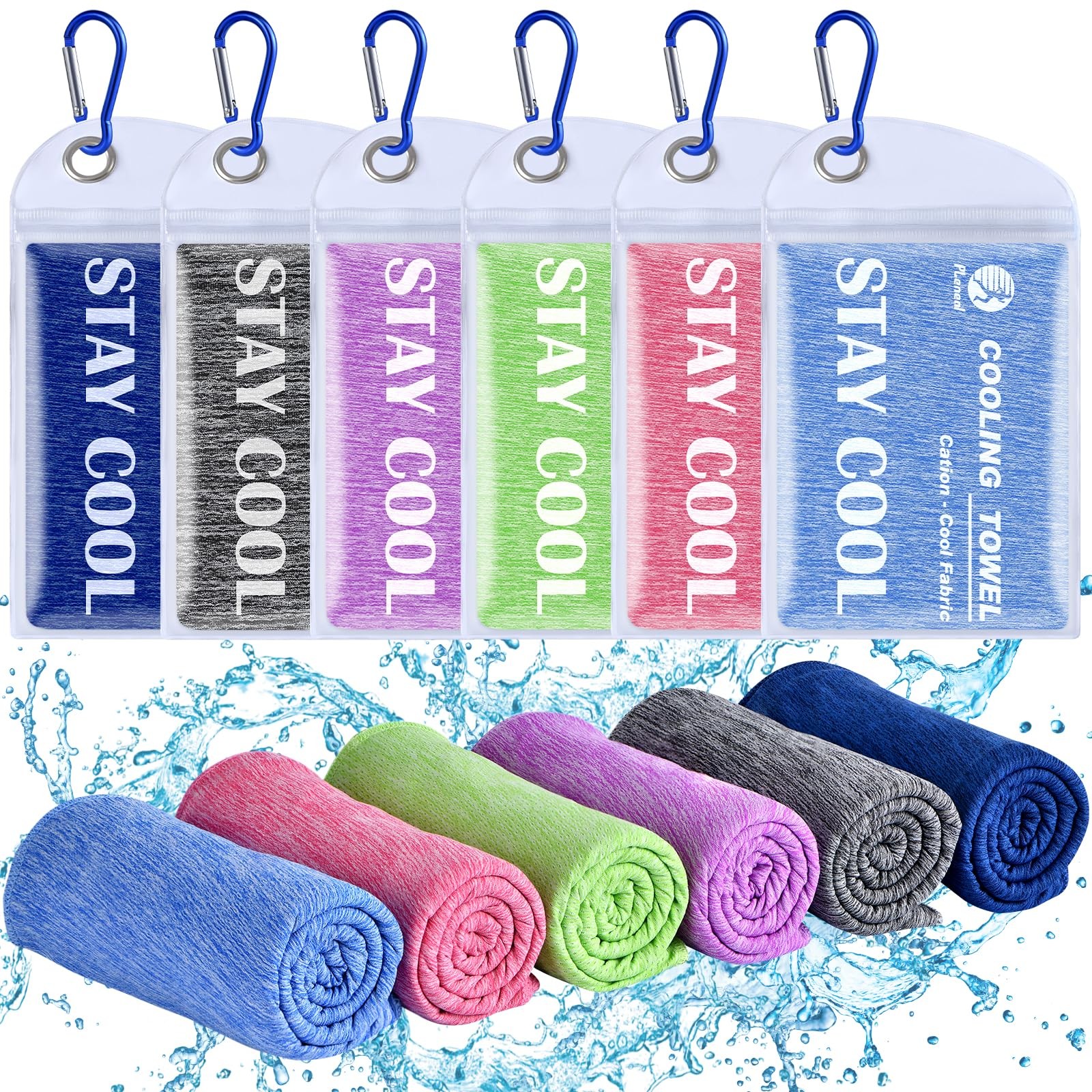 Pleneal Cooling Towels – 40&Prime;x12&Prime;, Light Blue/Purple/Dark Blue/Pink/Green/Grey
