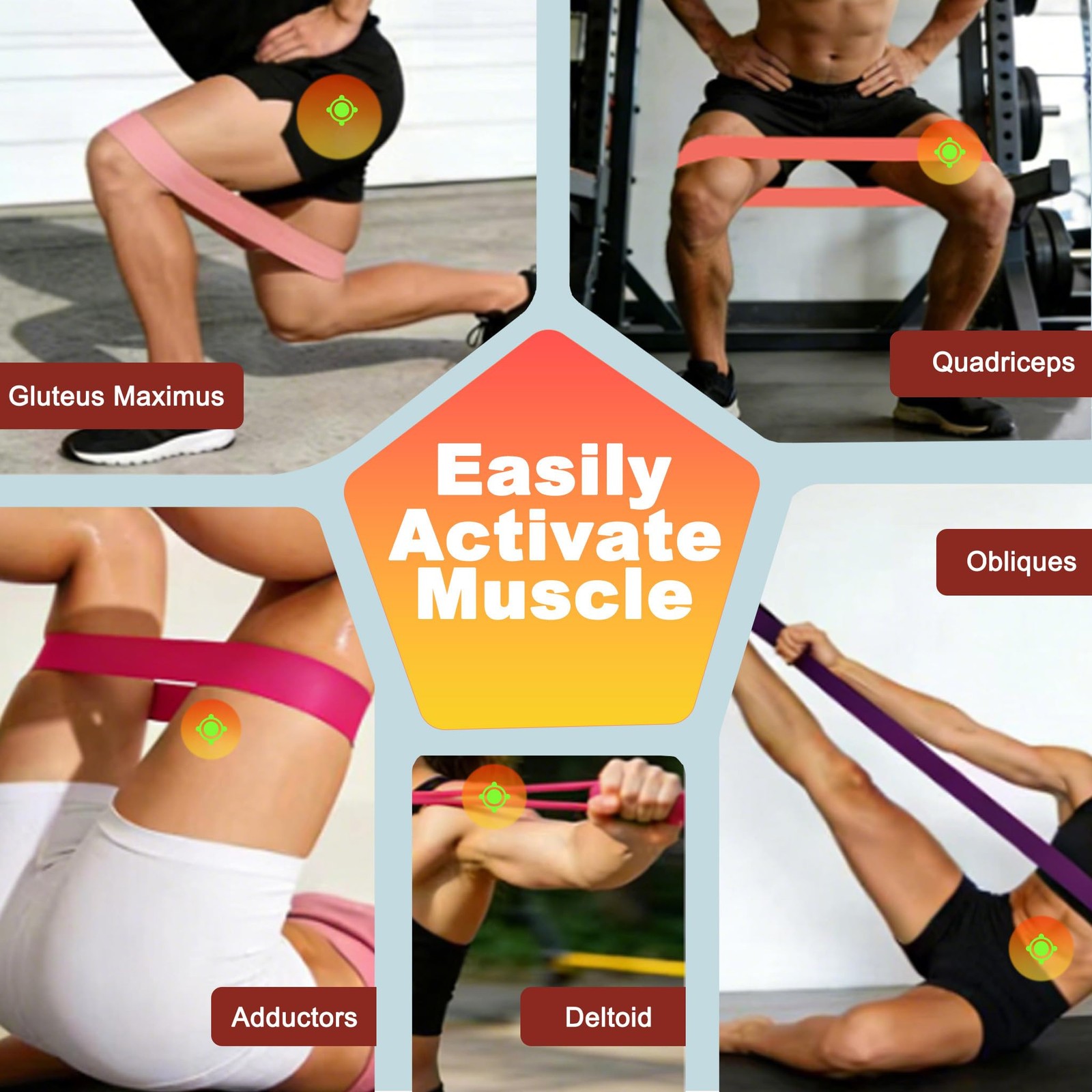 Exclusive Resistance Band Set, 5 Multi-Colored Booty Eexercise Bands & 2 Pull…
