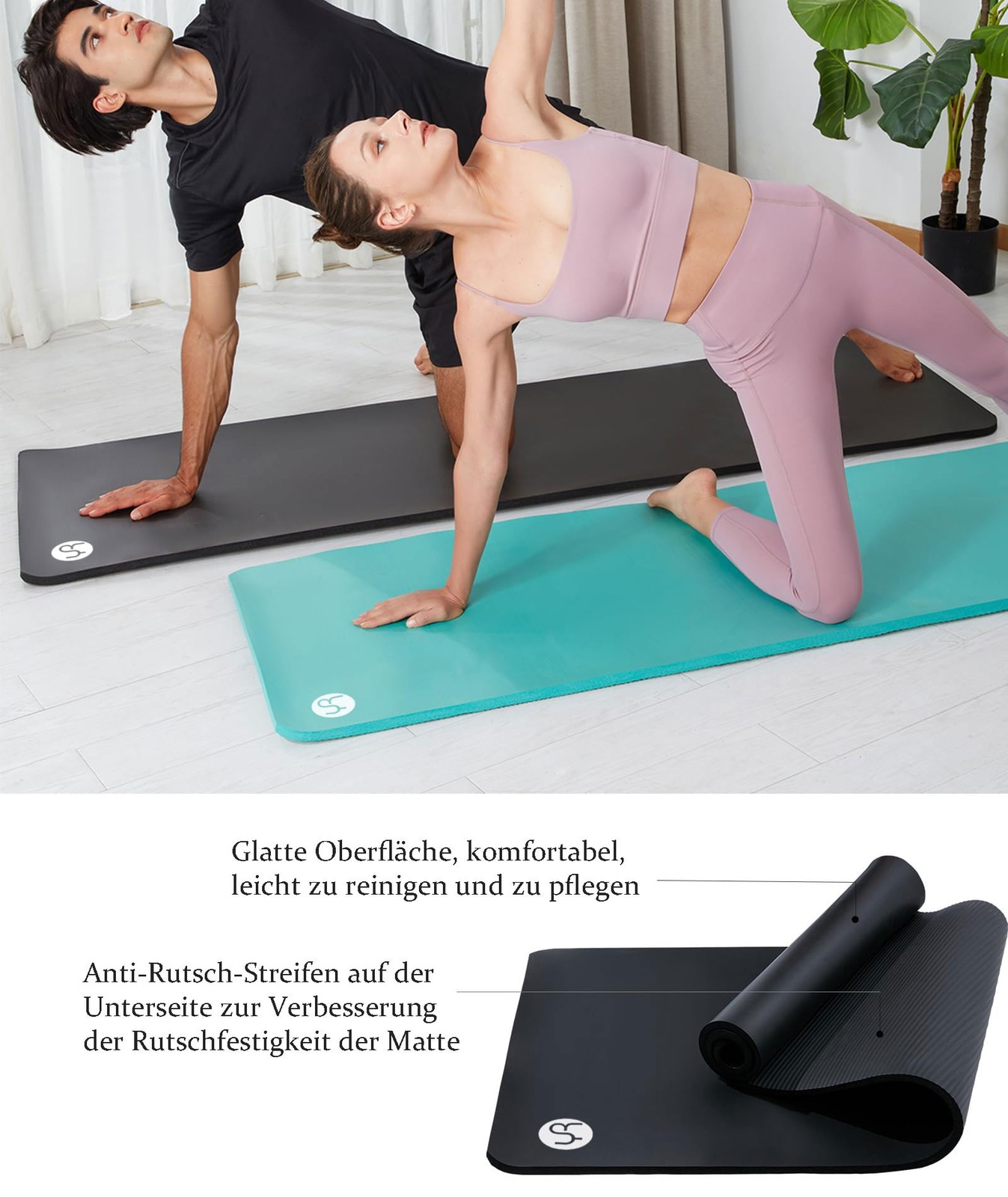 Thick Yoga Mat 195×61×2cm NBR Fitness Mat Gymnastics Mat for Pilates Gym W…