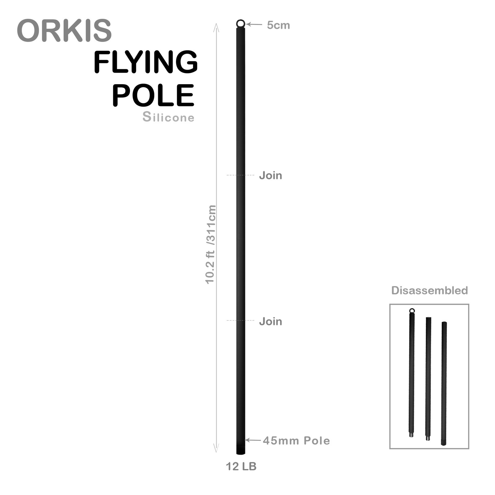 Flying/Aerial Pink Silicone Pole – 3m detachable – Home Fitness