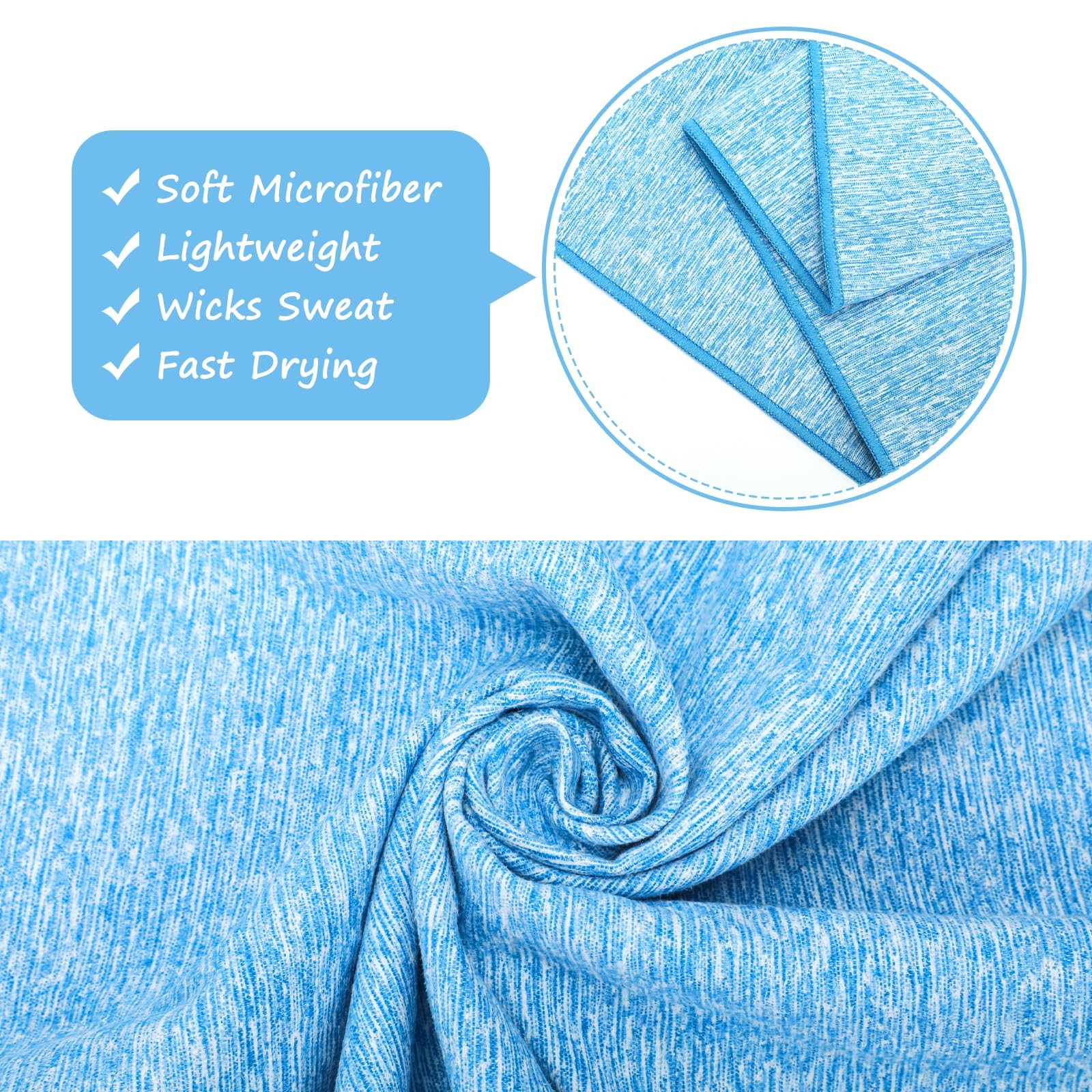 KISS QUEEN 3 Pack Microfiber Gym Towel Quick Dry Sweat Standard, 3 Pack(blue)