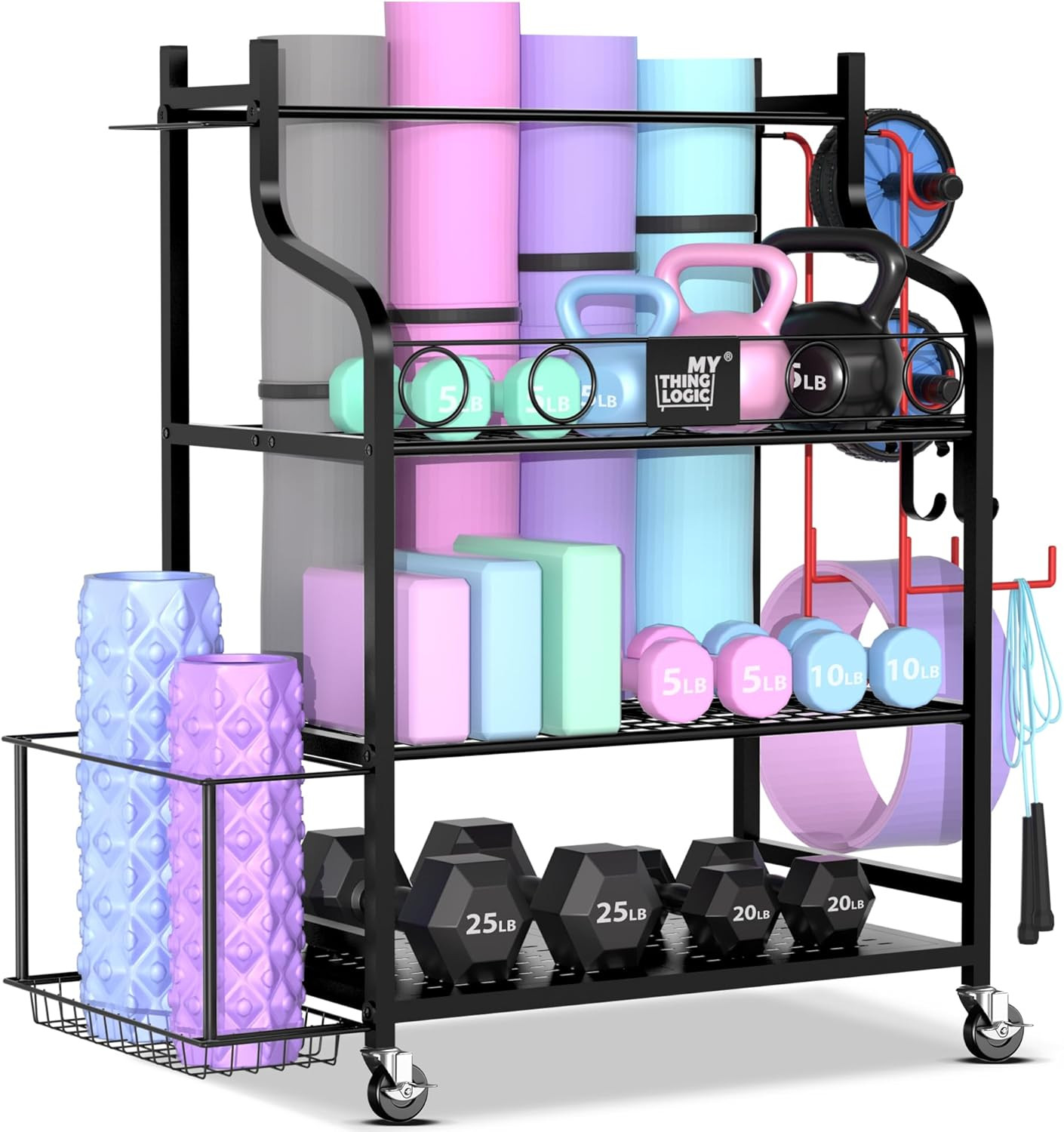 Yoga Mat Storage Racks,Home Gym Storage Rack for Dumbbells Kettlebells Foam Roll
