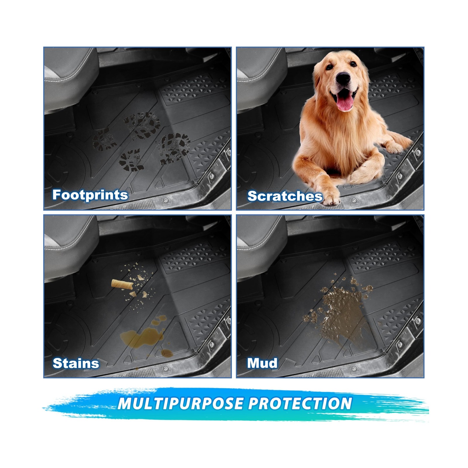 TPE Floor Mats for Polaris Ranger XD 1500, Front Rubber Floor Mat All Weather…