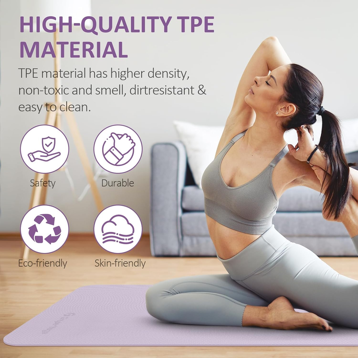 Yoga Mat Non Slip, 72&Prime;L X 24&Prime;W X 0.24&Prime;/0.32&Prime;TH, Anti-Tear Exercise Mat with Carr