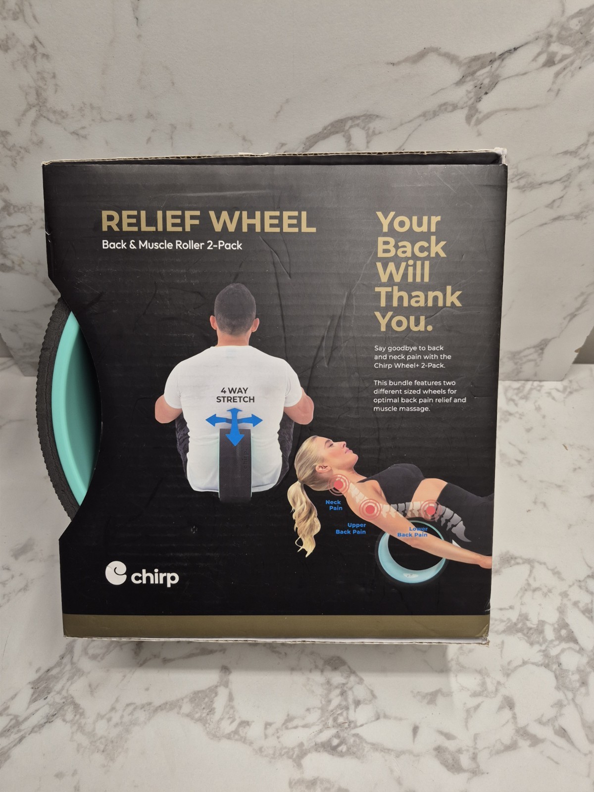 CHIRP RELIEF WHEEL Back & Muscle Roller 2 Pack 6” & 10” New !!!