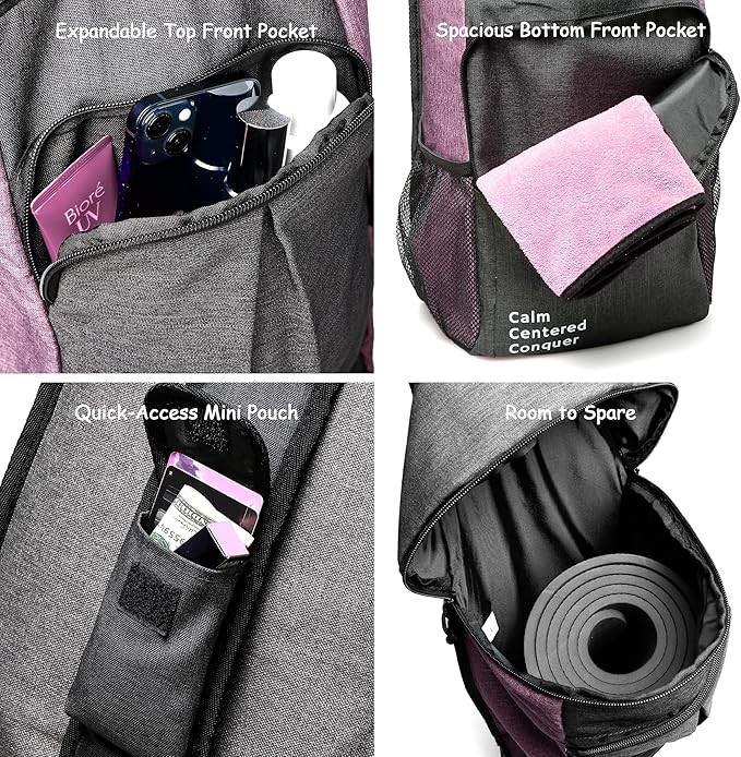 Yoga Mat Bag Carrier Large Pockets & Water Bottle Holders. Yoga Backpack Fits 0.