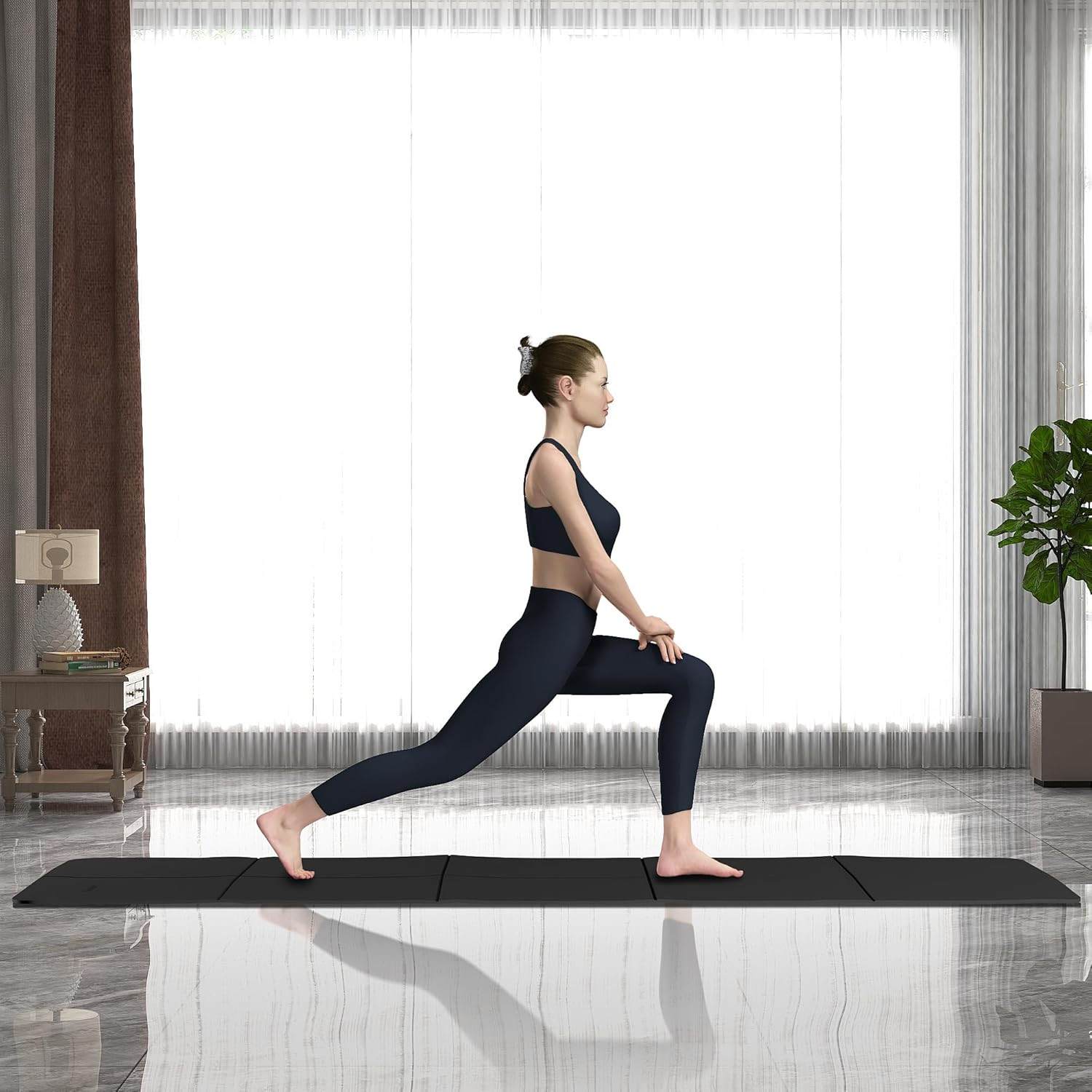 Foldable Yoga Mat for Travel Folding Yoga Mat 6Mm Thick with Carrying Bag, Non-S