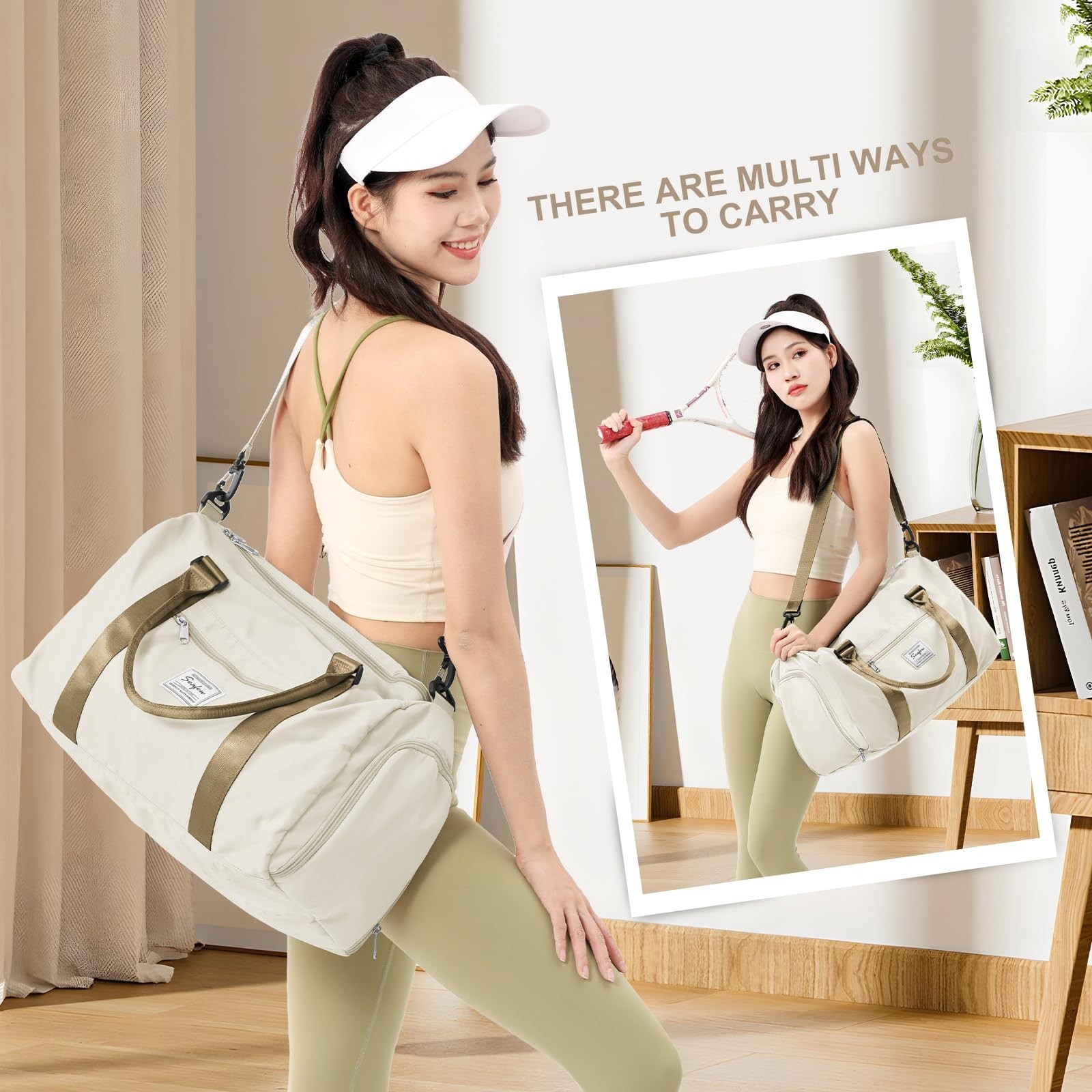 Gym Bag for Women Men with Shoes Compartment,Sports Duffle Bag Personal item …