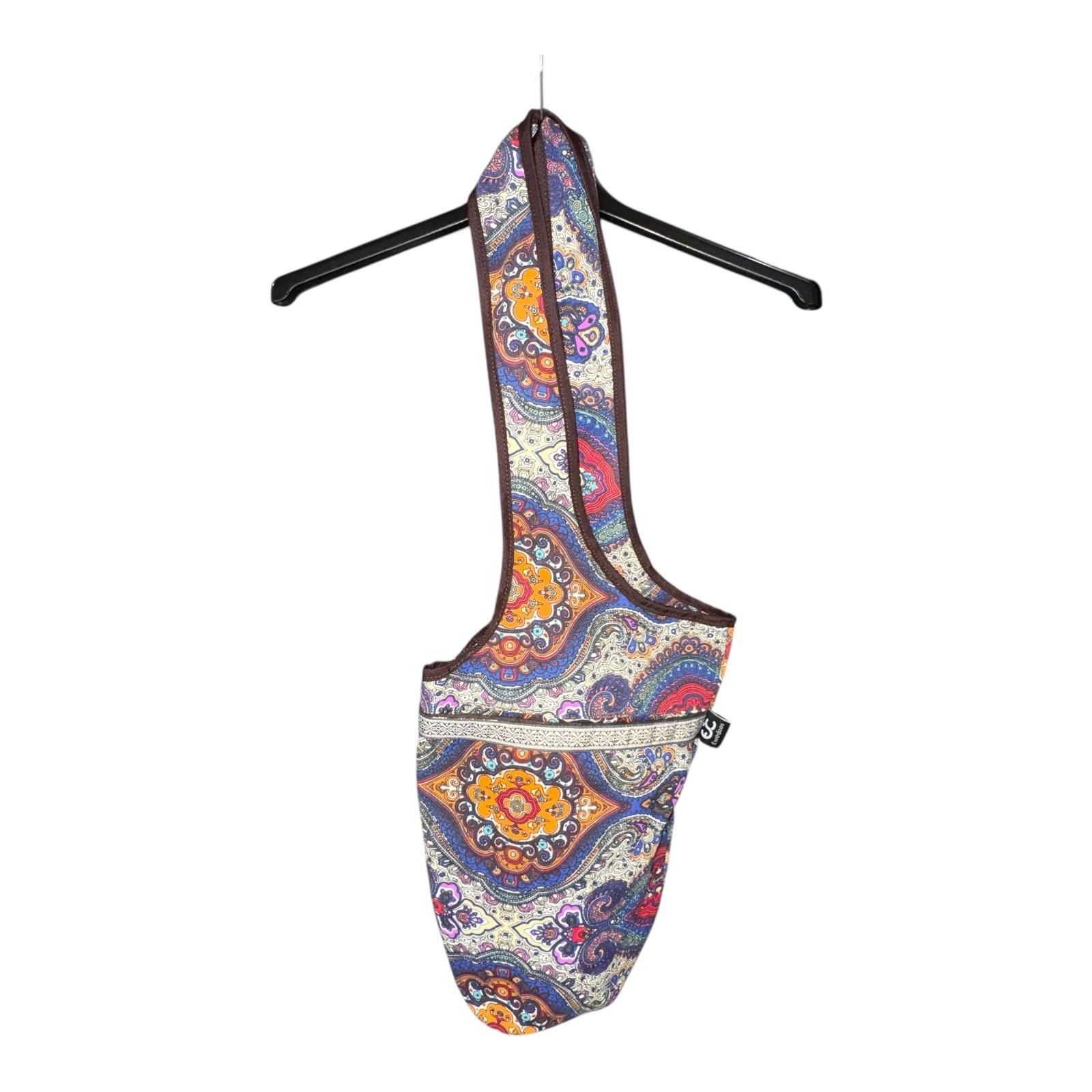 Ewedoos Yoga Mat Bag Multicolor Paisley Canvas Lined Outside Pocket Zip Pocket