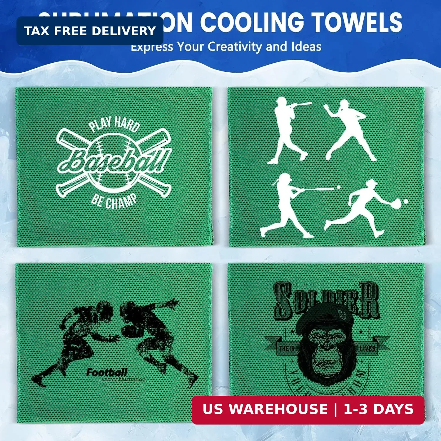 Hosuly 50 Pack Cooling Towels, 40&Prime;x12&Prime; Yoga Towels Ice Breathable Soft Chilly Sw
