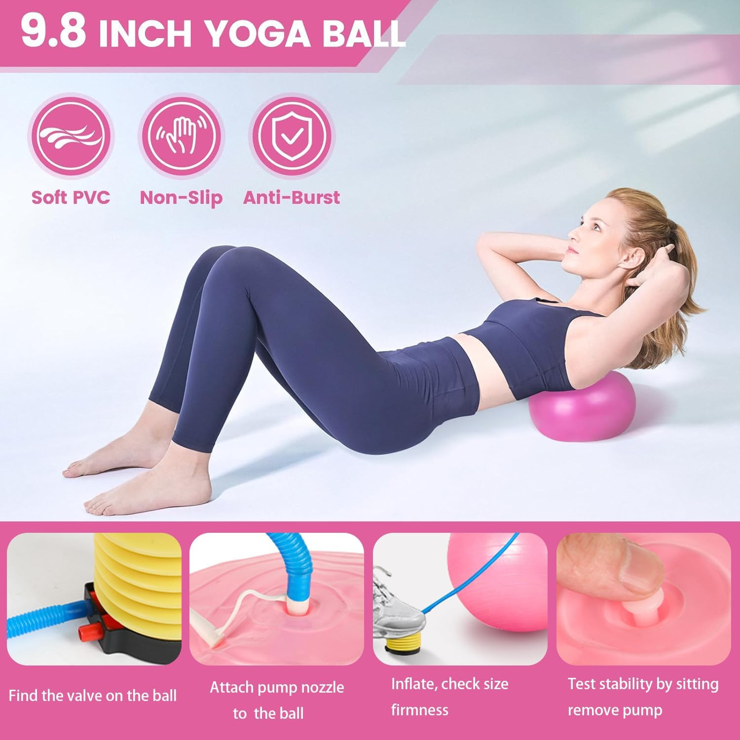 17 Pcs Pilates Equipment,Pilates Set,Women at Home Pilates Kit,Pink Pilates Ring