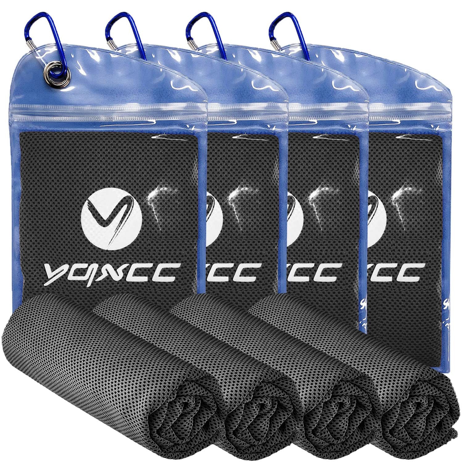 YQXCC Cooling Towels | 4 Pack 47&Prime;x12&Prime; | Ice Cool for Large, Dark Gray 4 Packs