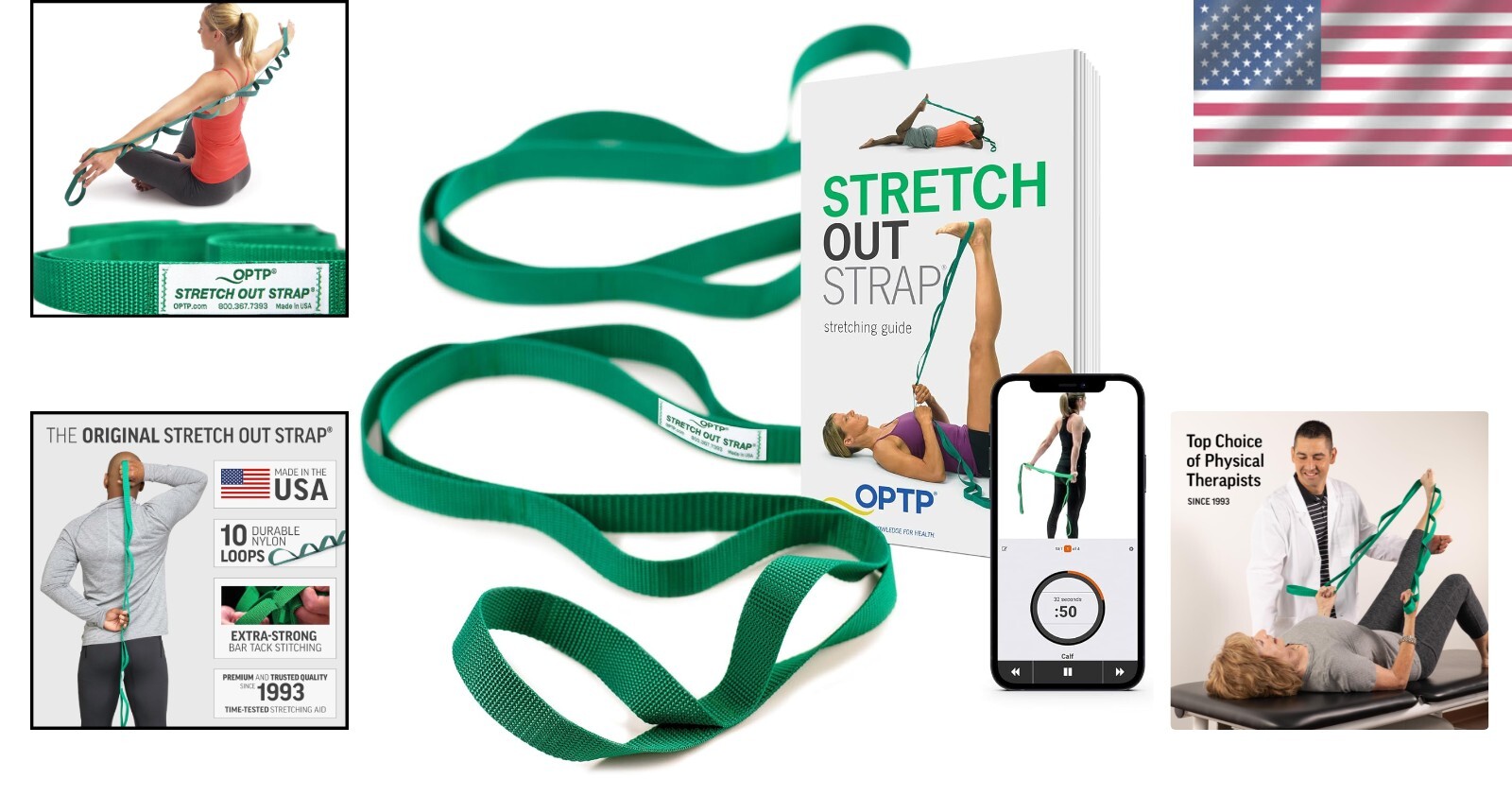 Versatile Stretch Out Strap for Therapy, Yoga & Pilates – 10 Loops, 0.25 lbs