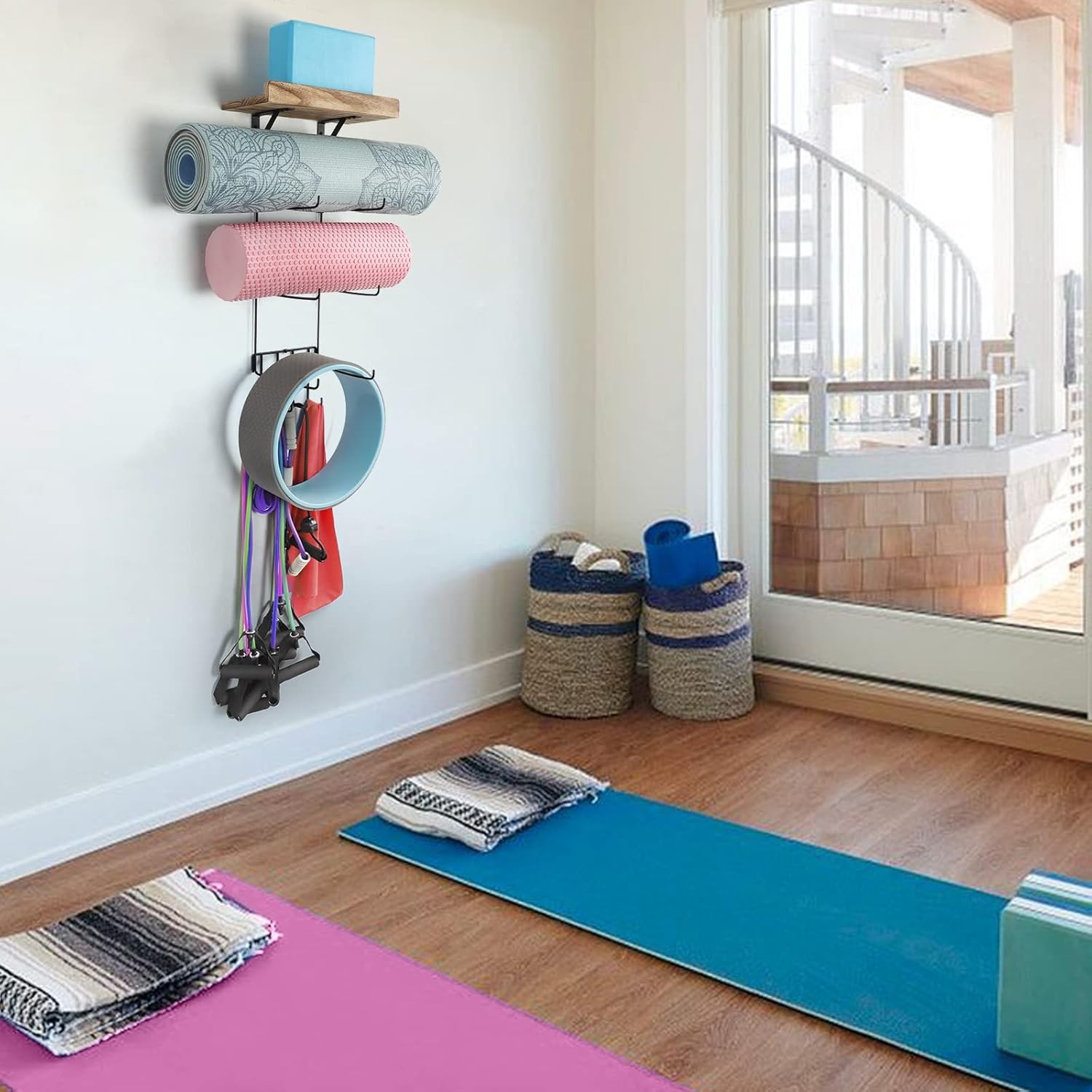 VINAEMO Yoga Mat Holder Accessories Wall One Size, Carbonized Black (matel)