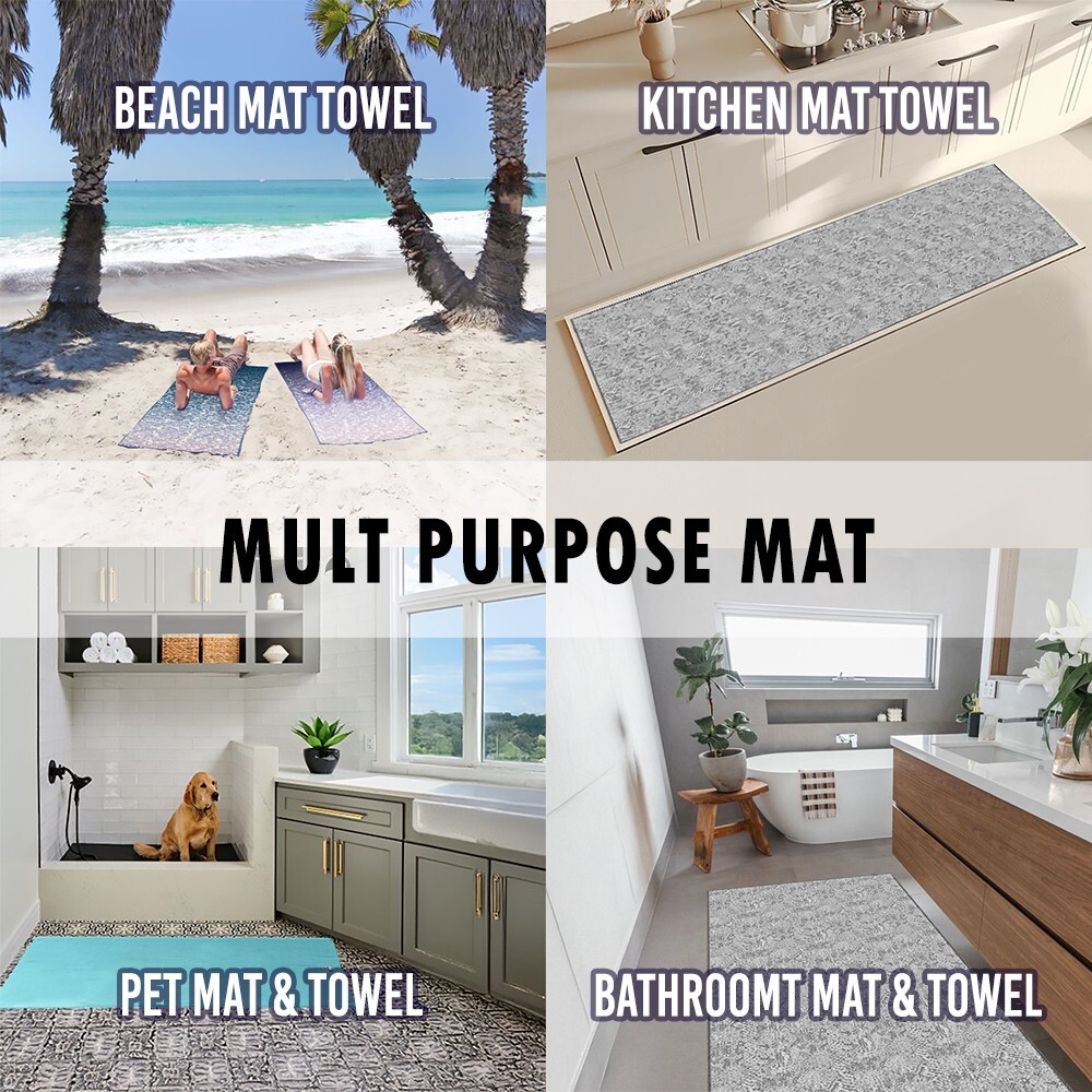 Yoga Beach Mat Towel Recycled Microfiber Quick Dry Gym Picnic Sand Blanket 24×68