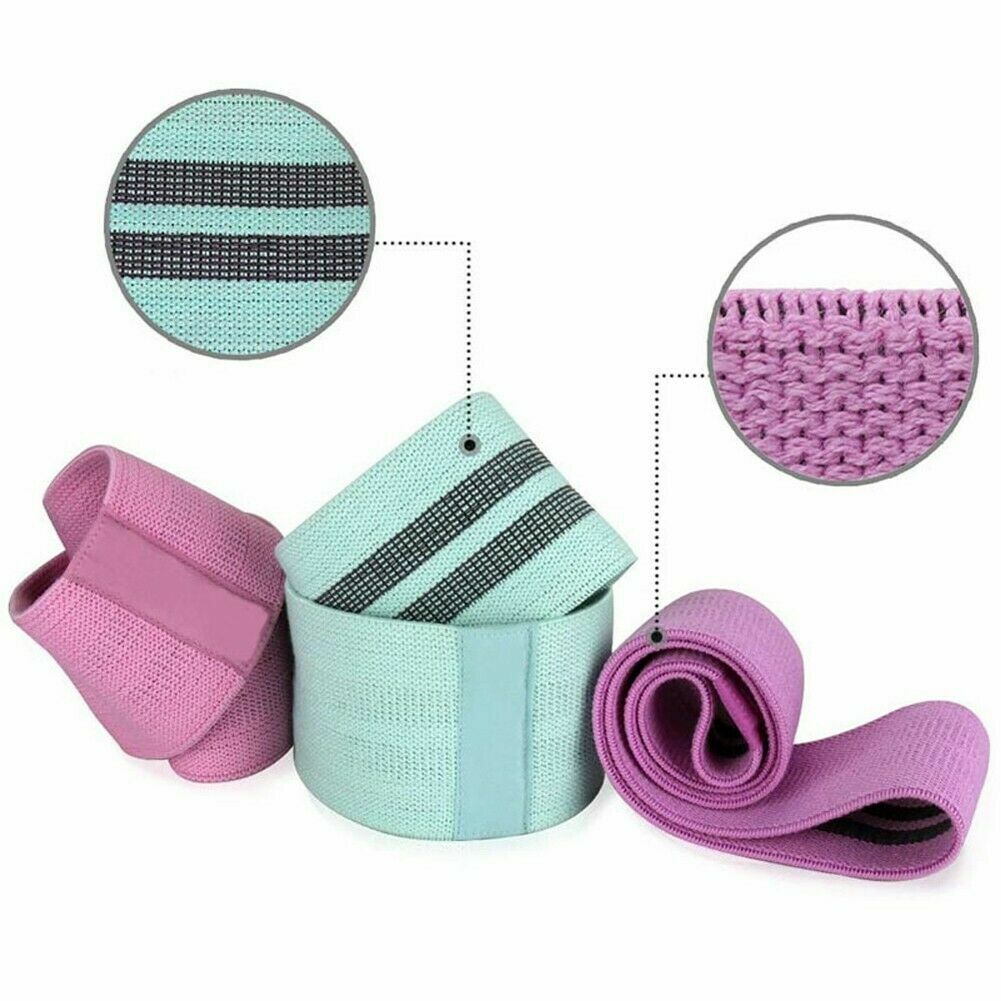 Fabric Resistance Bands Set of 3 for Booty Butt Hip Anti Slip Thick Wide Loop