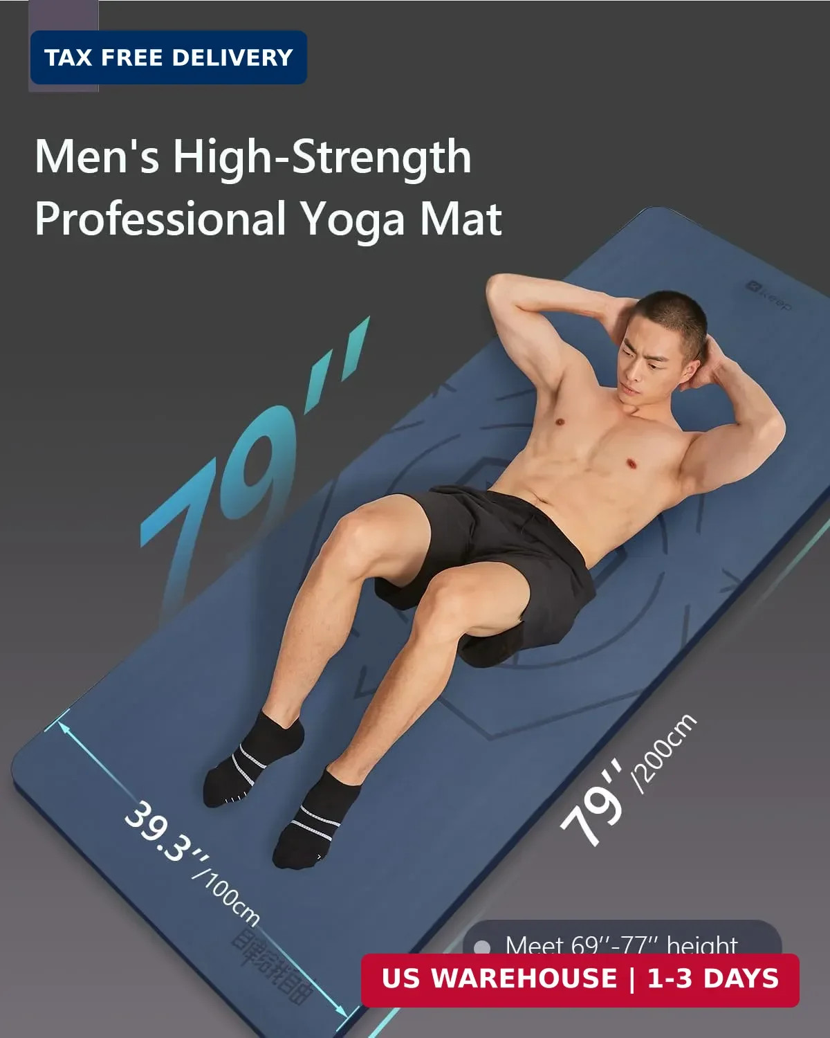 KEEP Extra Wide & Long Yoga Mat for Men, 79&Prime;x39&Prime;x7mm Thick, Non-Slip TPE Exercis