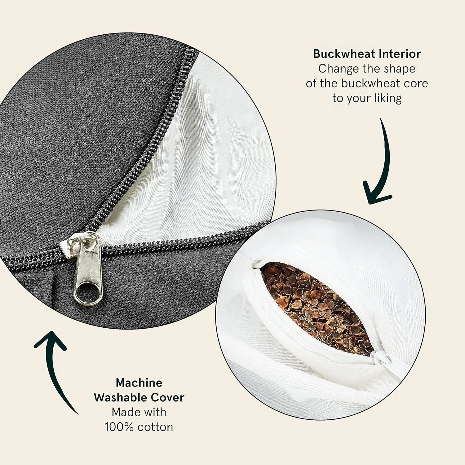 Eco-Friendly 17in Crescent Meditation Cushion – Customizable Buckwheat Support