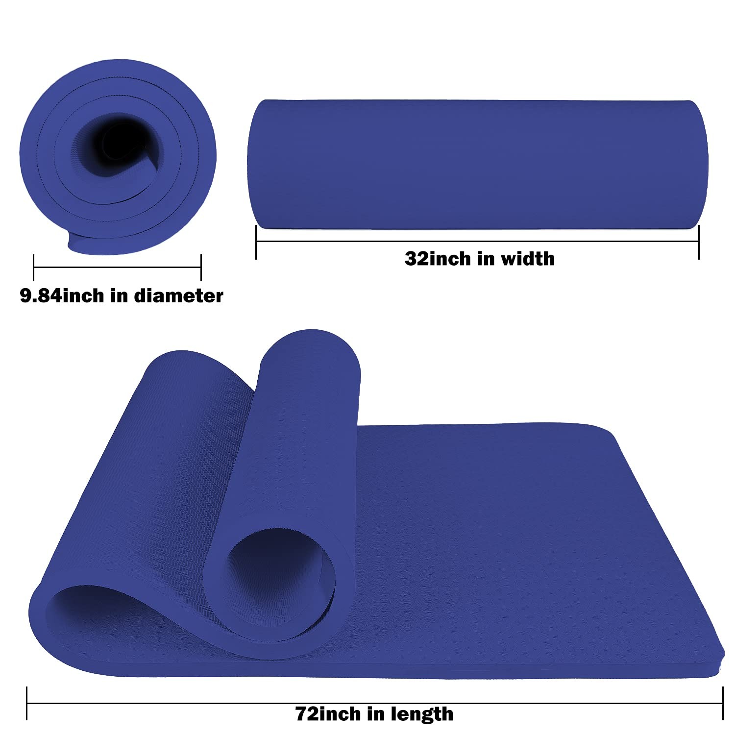 Hatha Yoga 4/5 inch TPE Mat Fitness & Exercise 32Wx72Lx25mm, Blue