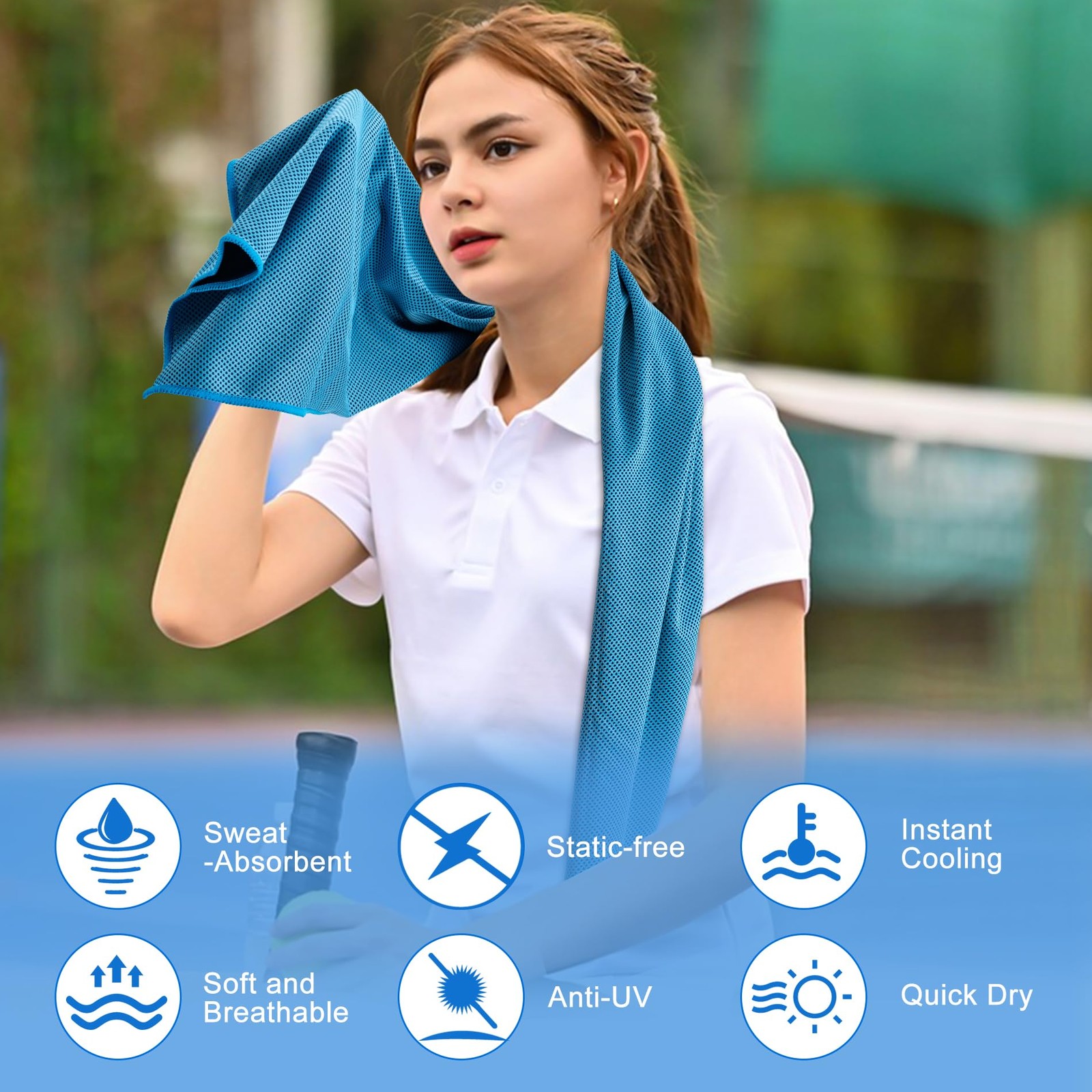 Aegero 4 Pack Cooling Towel (40&Prime;x12&Prime;), 40&Prime; x 12&Prime;, Light Blue/Green/Pink/Grey