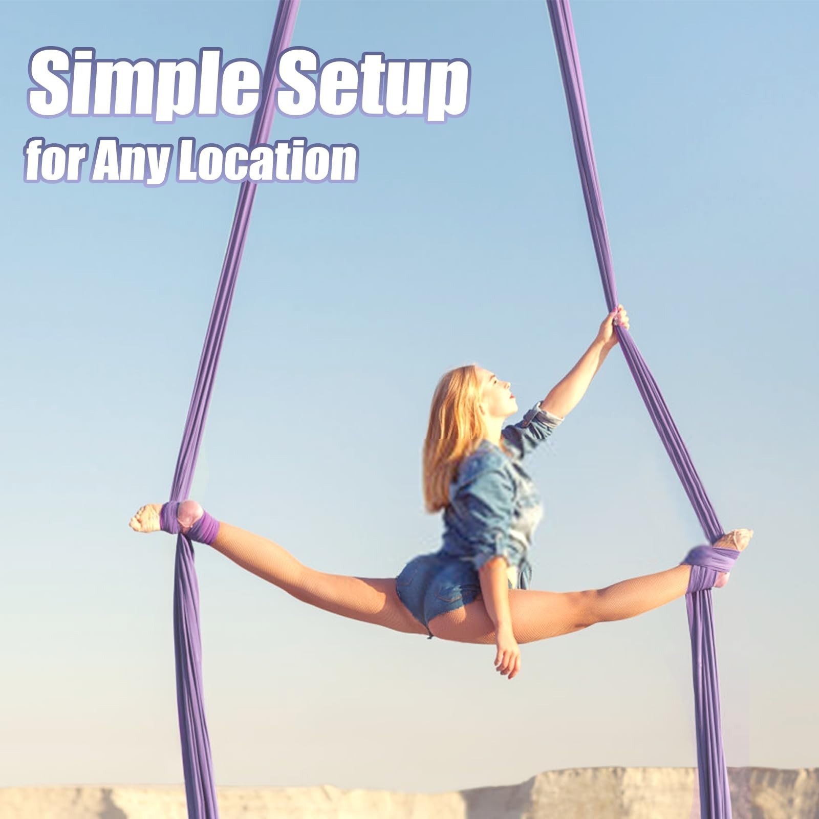 Aerial Silks Kit & Aerial Yoga Hammock – 11Yd Premium Fabric with Hardware – …
