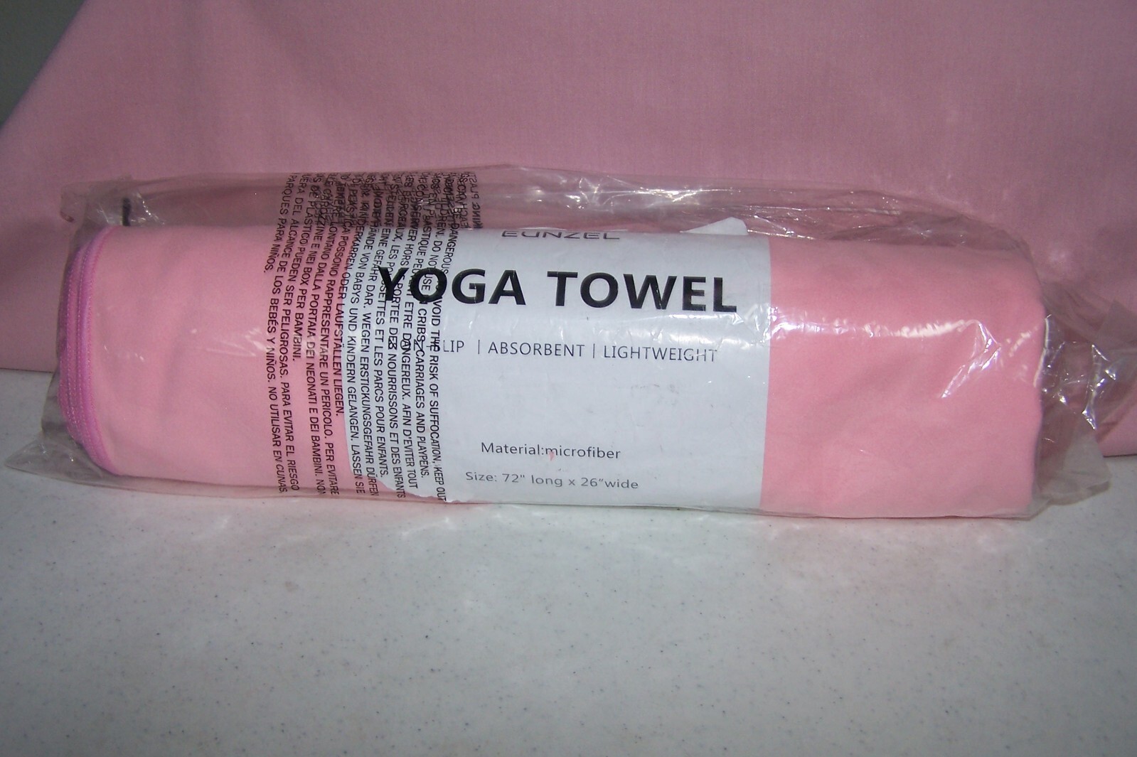 Eunzel Pink Yoga Towel Non-Slip Yoga Mat Absorbent Lightweight 72&Prime; L x 26&Prime; W