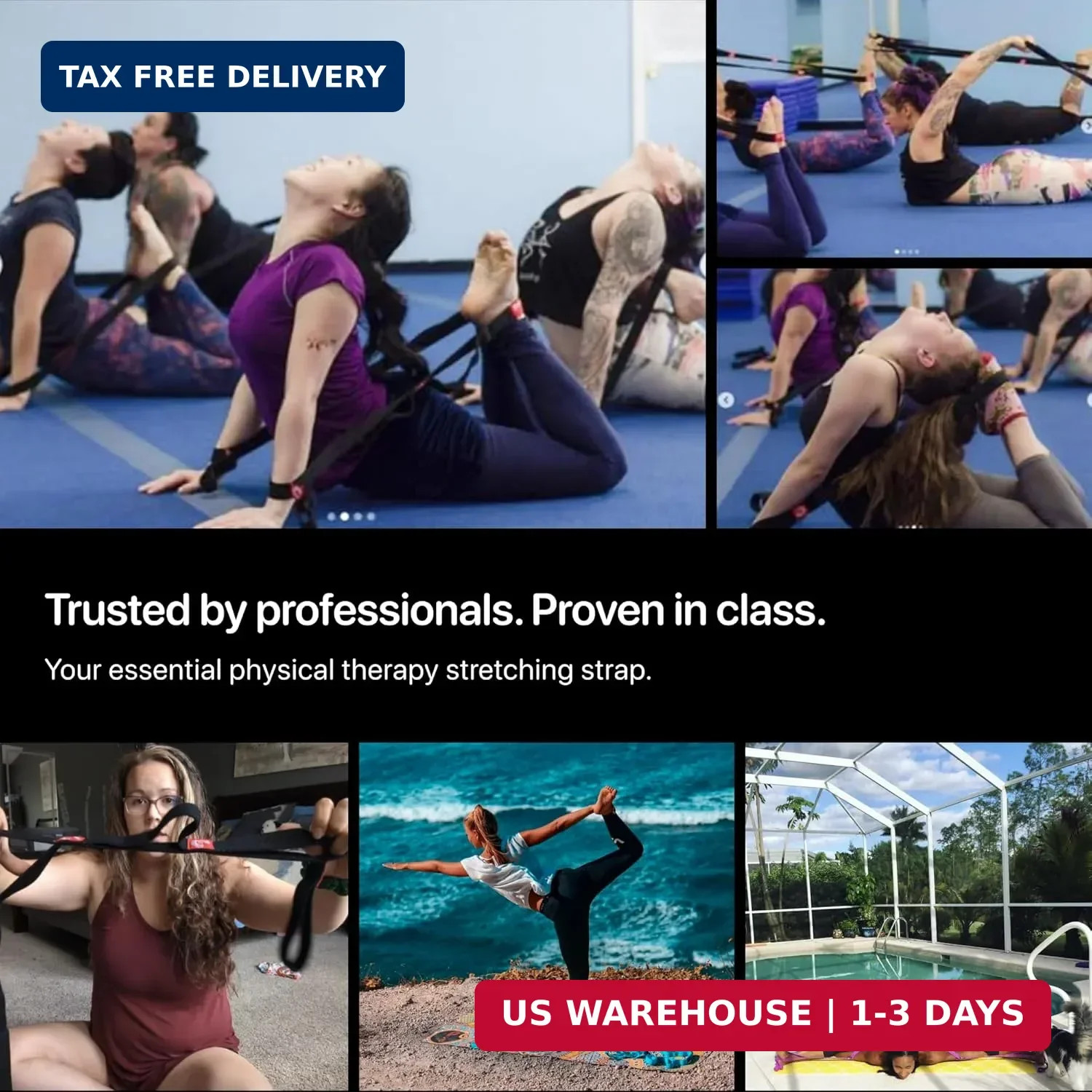 YOGA-EVO Elastic Stretching Strap with Loops for Physical Therapy – Stretch & Ac