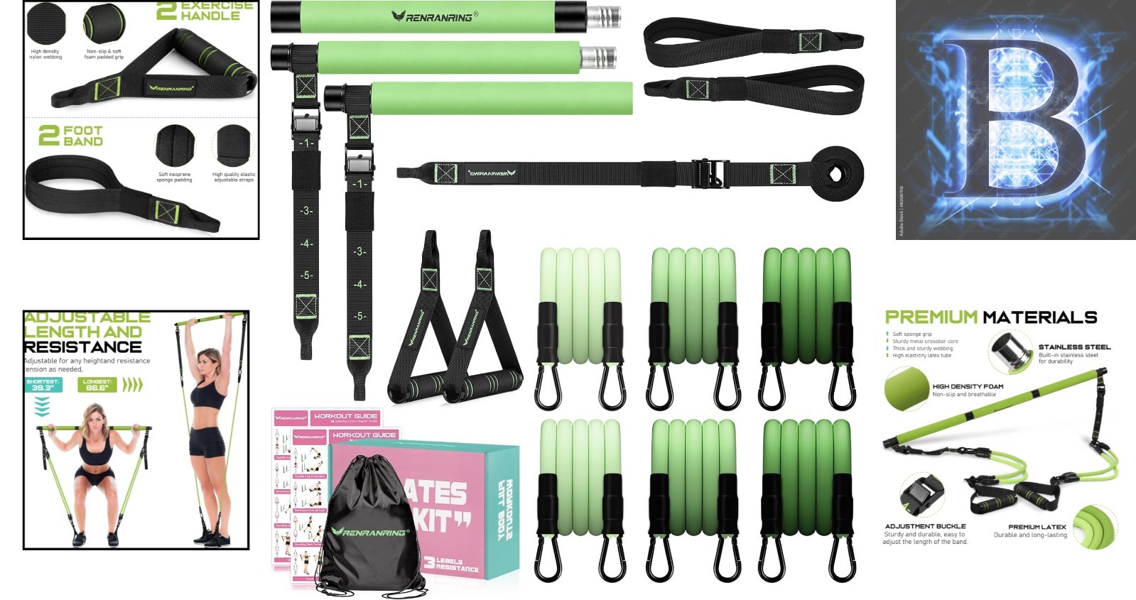Portable Pilates Bar Kit with Adjustable Resistance Bands for All Fitness Levels