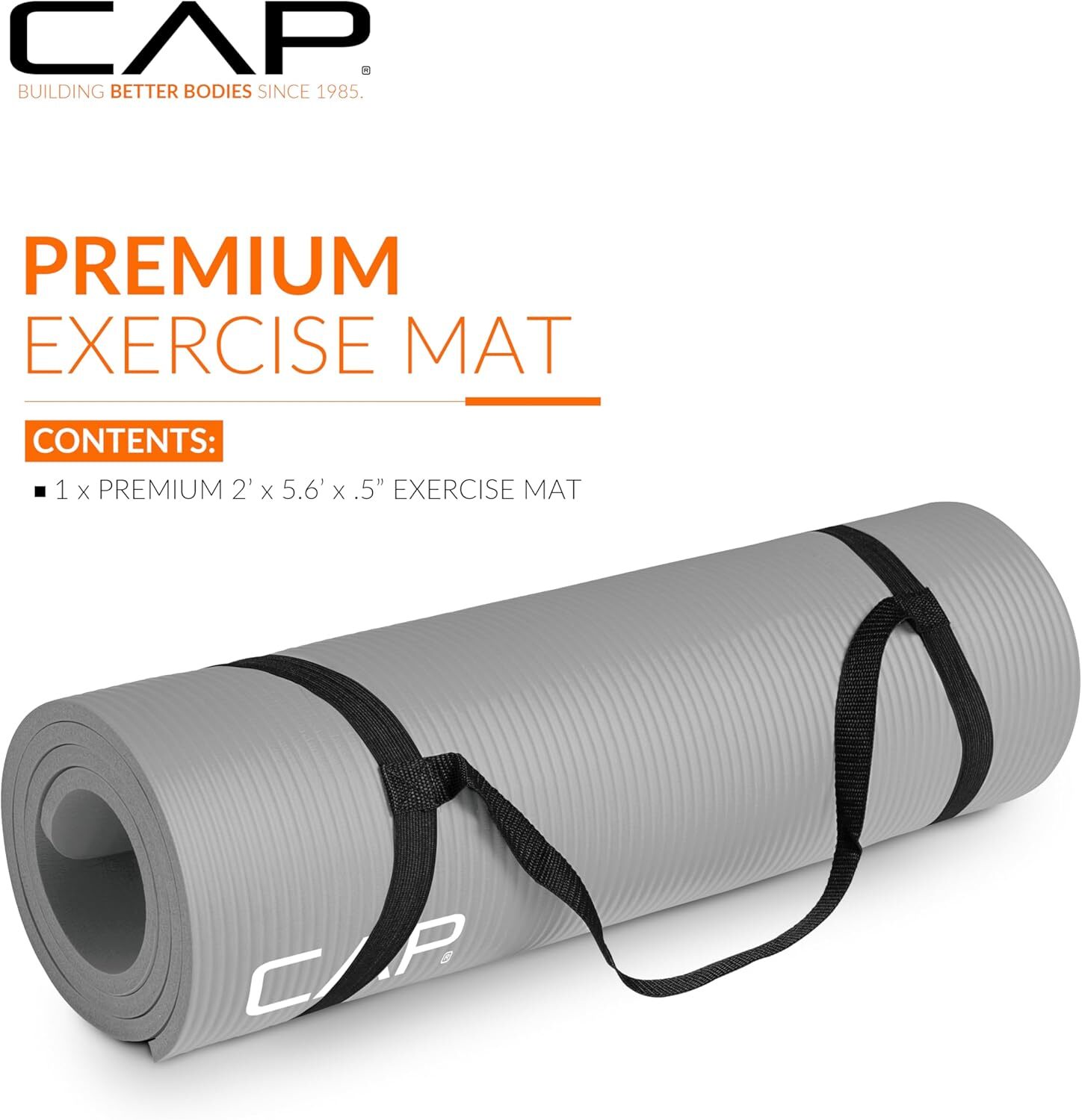 1/2-Inch High Density Exercise Fitness Yoga Mat with Strap | Multiple Options