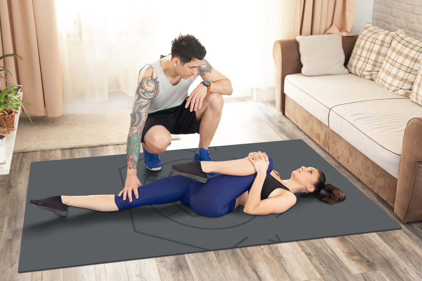 Large Exercise Mat (6&rsquo;x 3&prime;), Extra Wide Workout Mat for Men and Women, Yoga M…