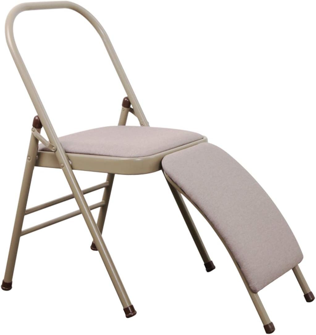 Yoga Auxiliary Chair W/ Lumbar Back Support Iyengar Foldable Balance Training