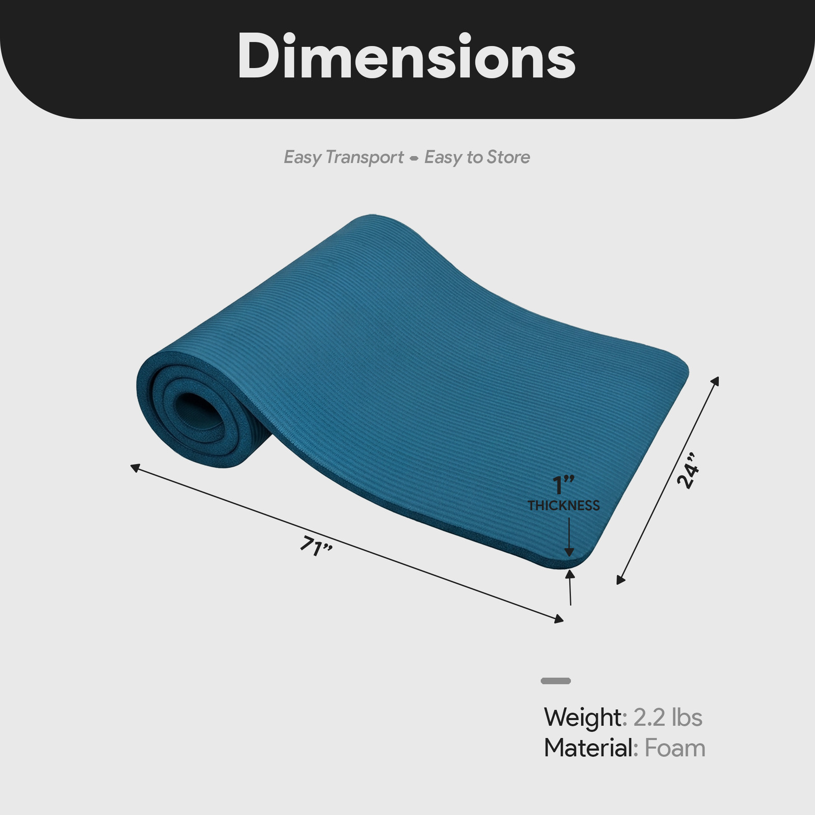 BalanceFrom Yoga Mat, 1&Prime; Extra Thick Exercise Pilates Workout Mat, Navy Blue