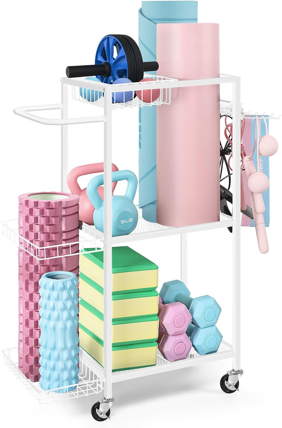 Yoga Mat Storage Rack – Metal Gym Organizer for Yoga Mats, Foam Rollers & Fitnes