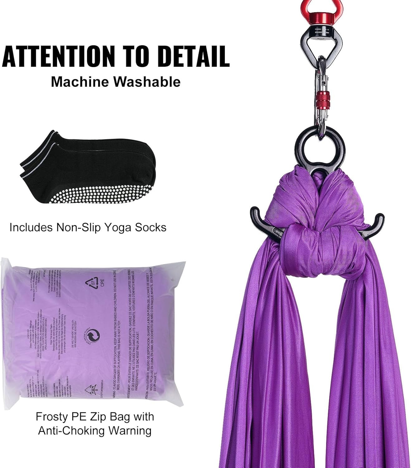 Aerial Silk & Yoga Swing, Aerial Yoga Hammock Kit with 100Gsm Nylon Fabric, Full