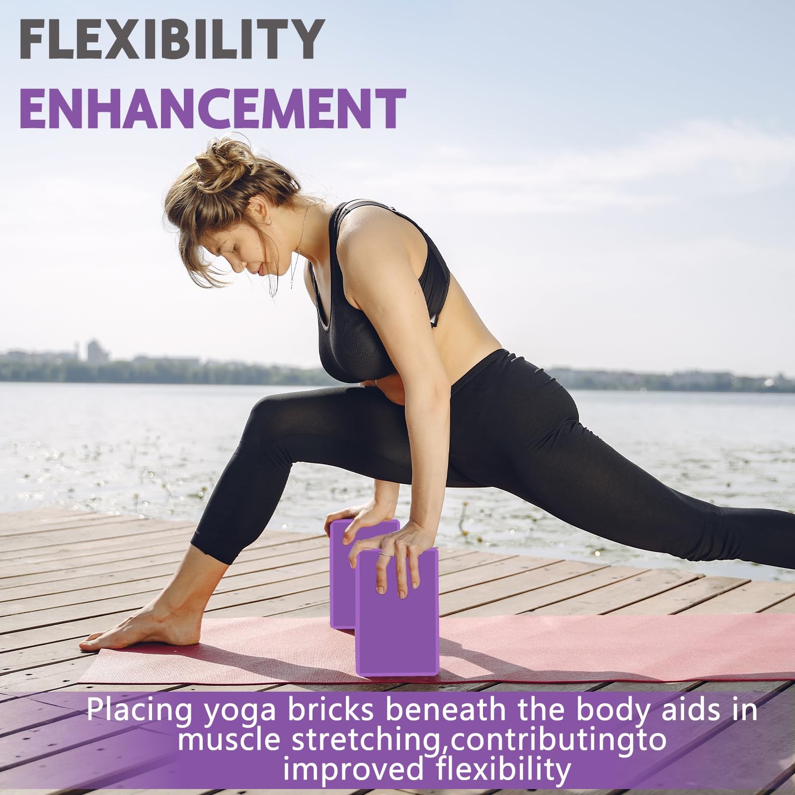 MBHKRRS 9&Prime;x6&Prime;x3&Prime; Yoga Blocks, Soft Non-Slip Surface 9&Prime;x6&Prime;x3&Prime;, Purple-1 Pack