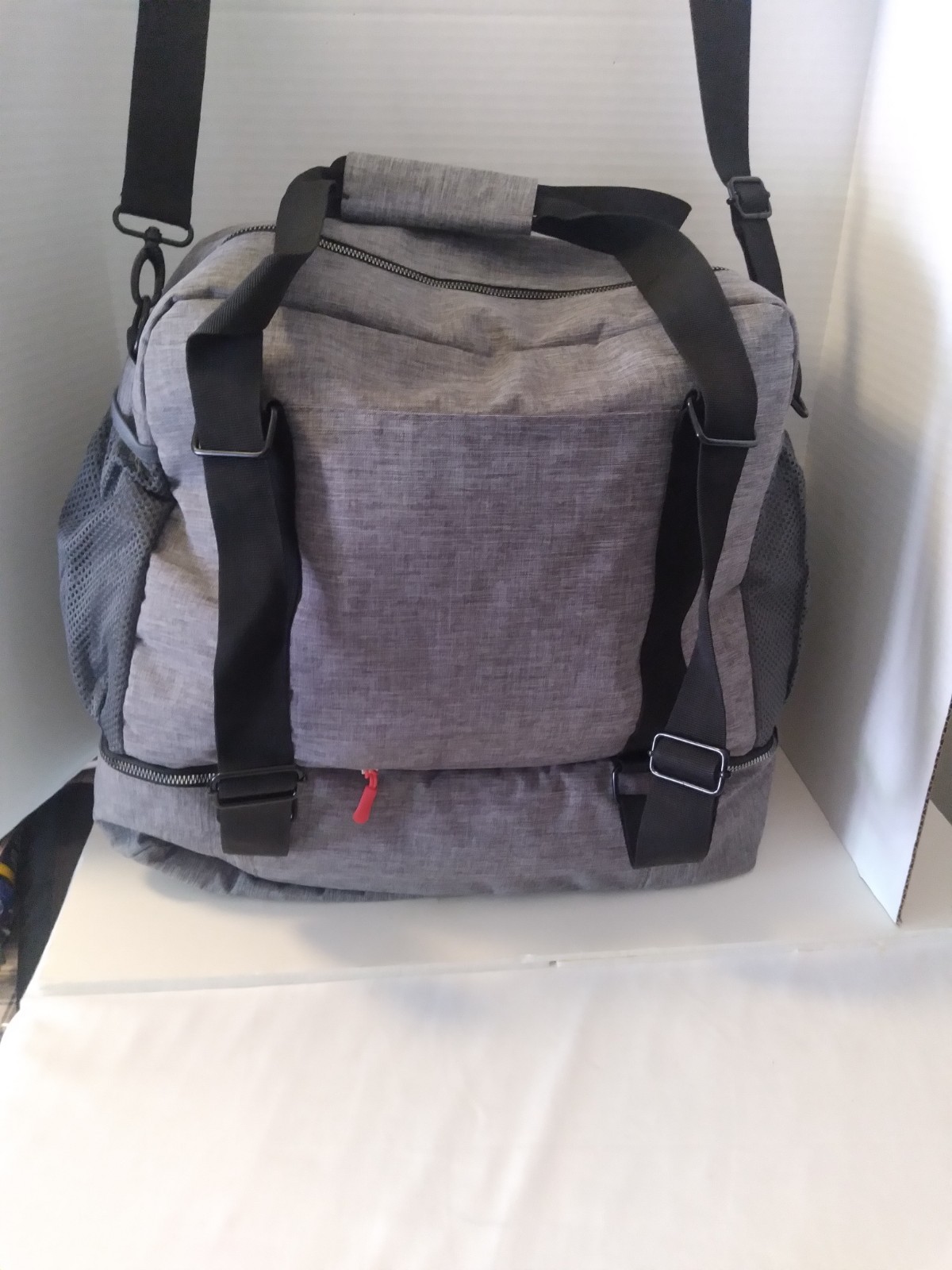 LUCKAYA LARGE YOGA TOTE STORAGE ATHLETIC GYM BAG MEN WOMEN BOOK GRAY SHOE POCKET