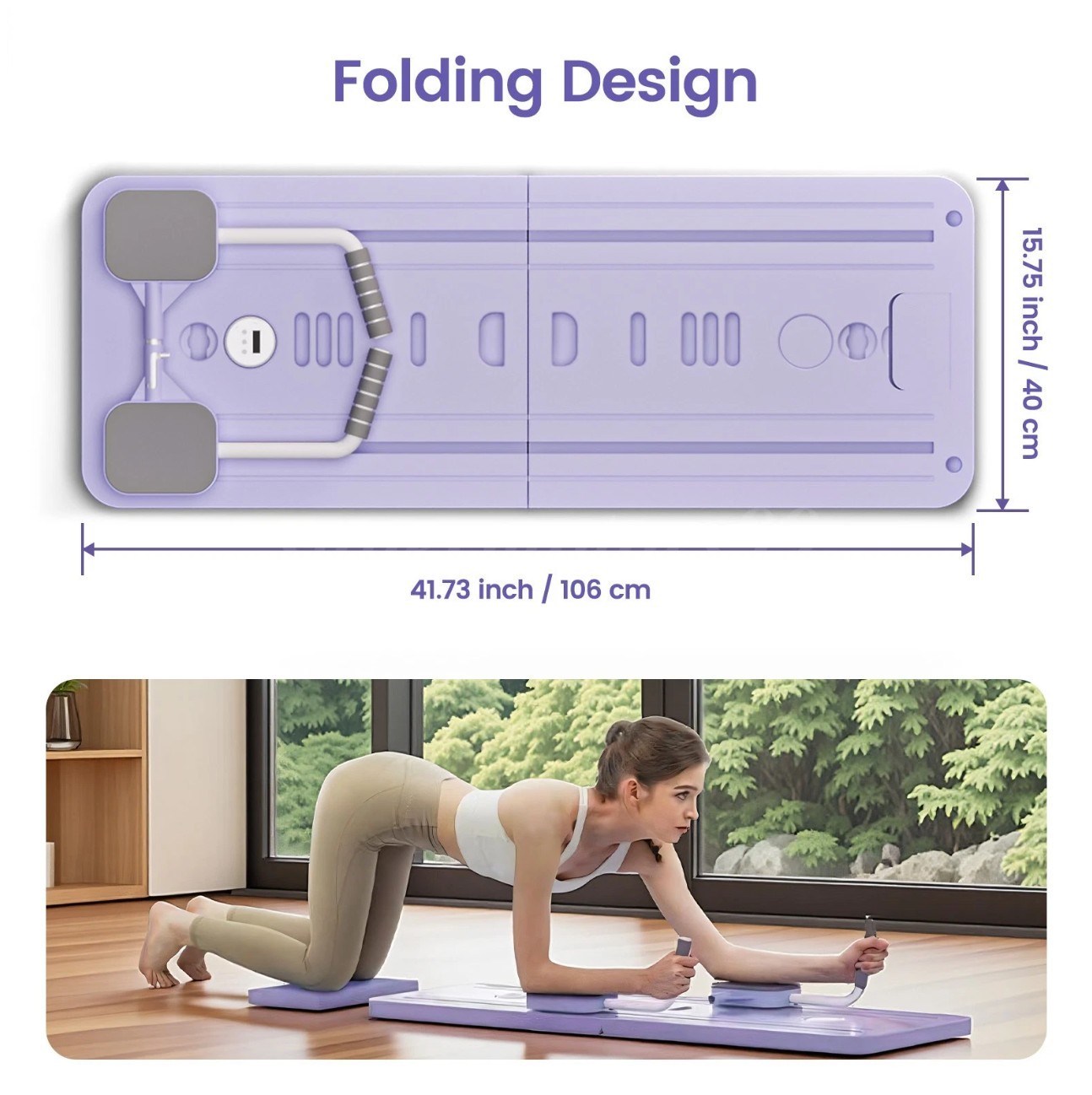 Portable Pilates Reformer Board Foldable Core Ab Trainer Home Gym – New