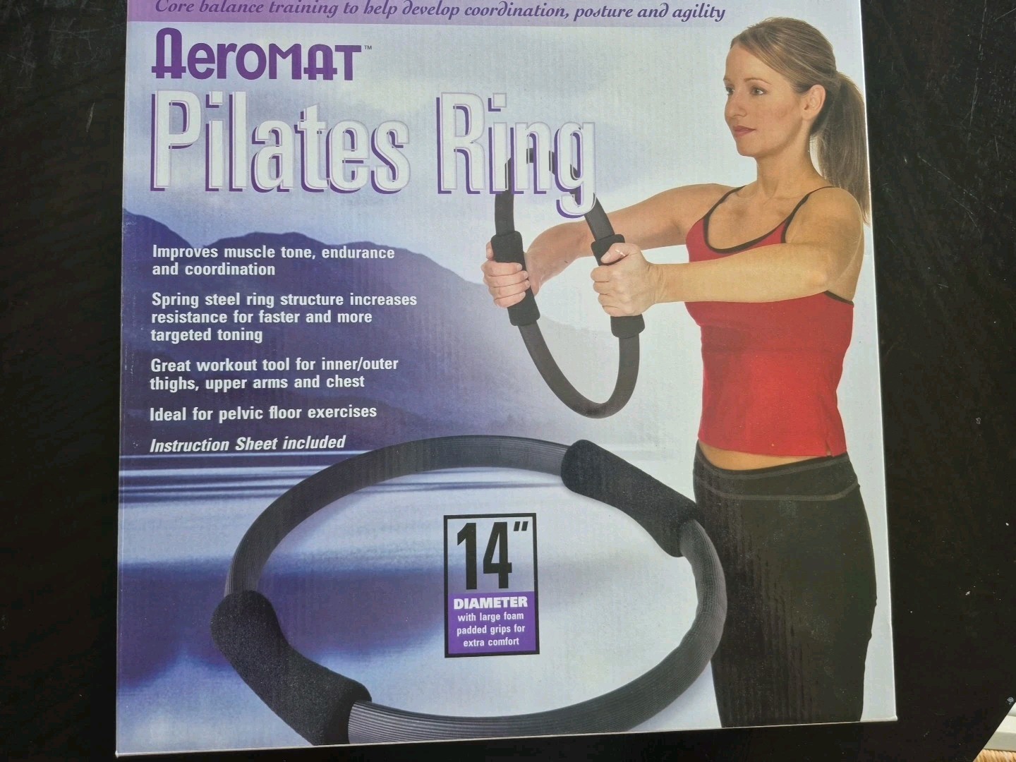New Unused AeroMat Pilates Ring Yoga Circle 14&Prime; Diameter in Black