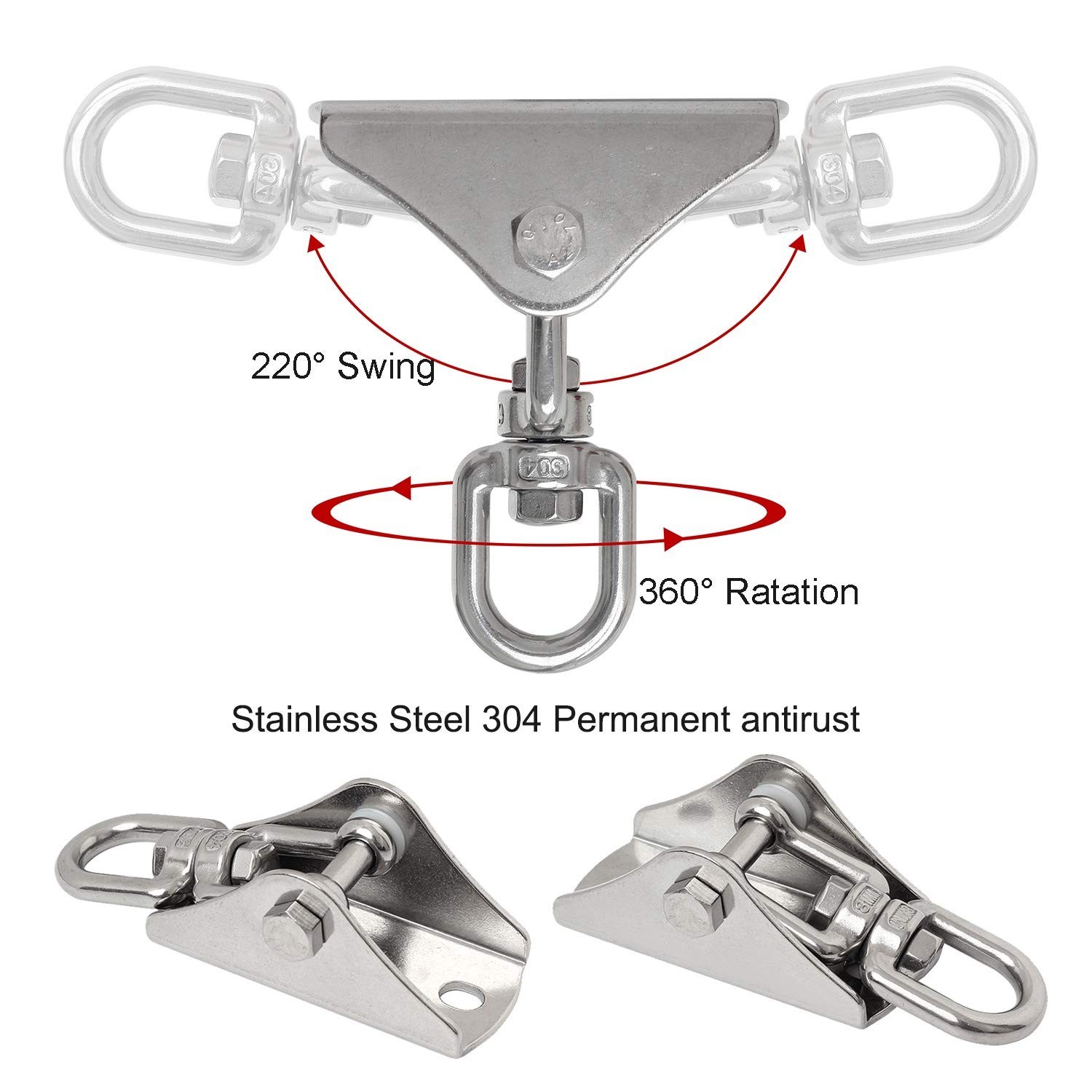 Hammock Hanging Chair Hardware kit, 1000LB Capacity Heavy Duty 360°Rotate S