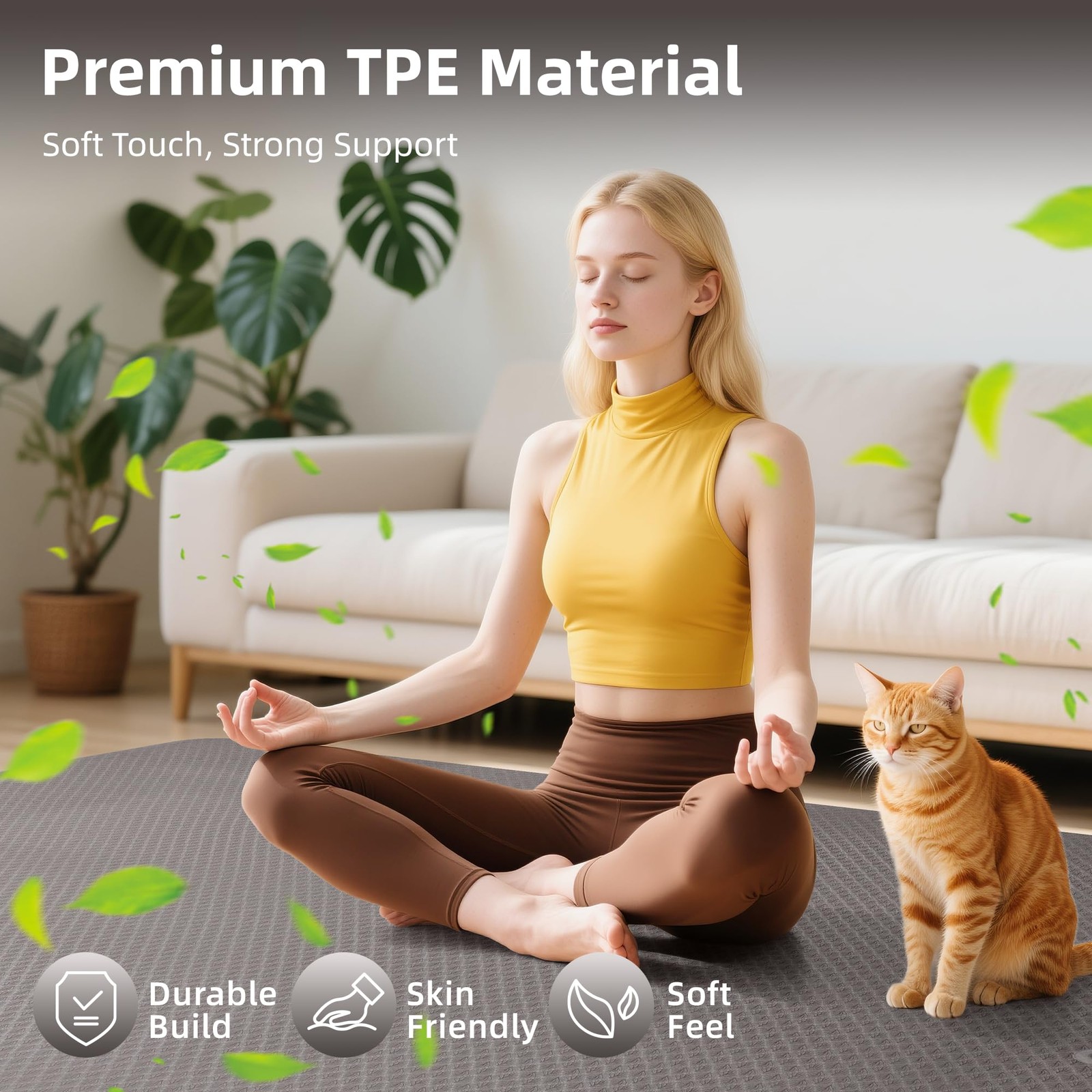 GymCope Extra Large Yoga Mat – 72×48 or 78×57, Non-Slip TPE Exercise Mat for
