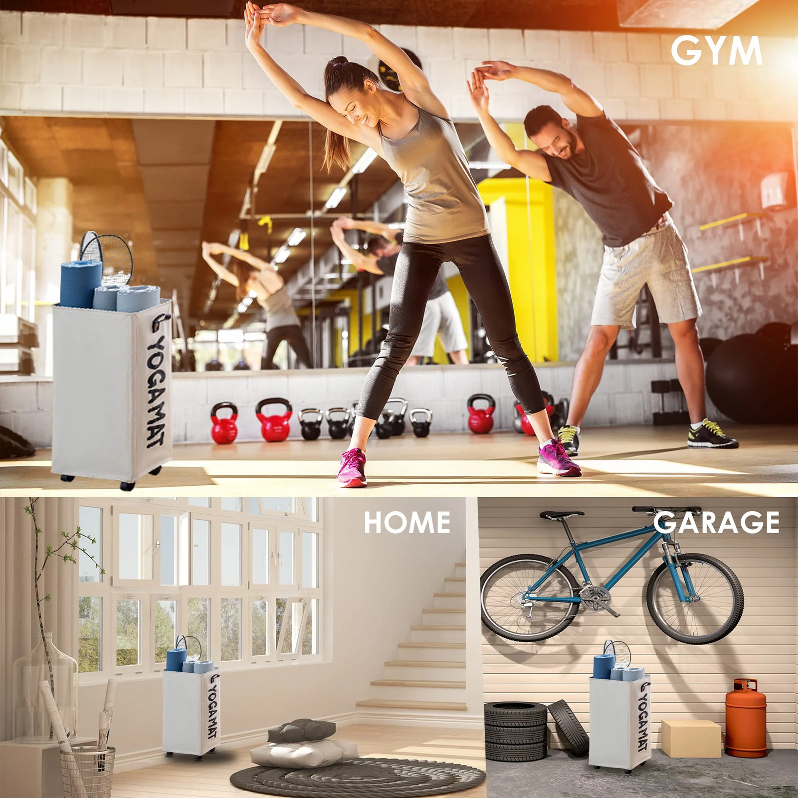 Yoga Mat Storage Rack, 22’’ Large Yoga Mat Holder Accessories, Home Gym Equipmen