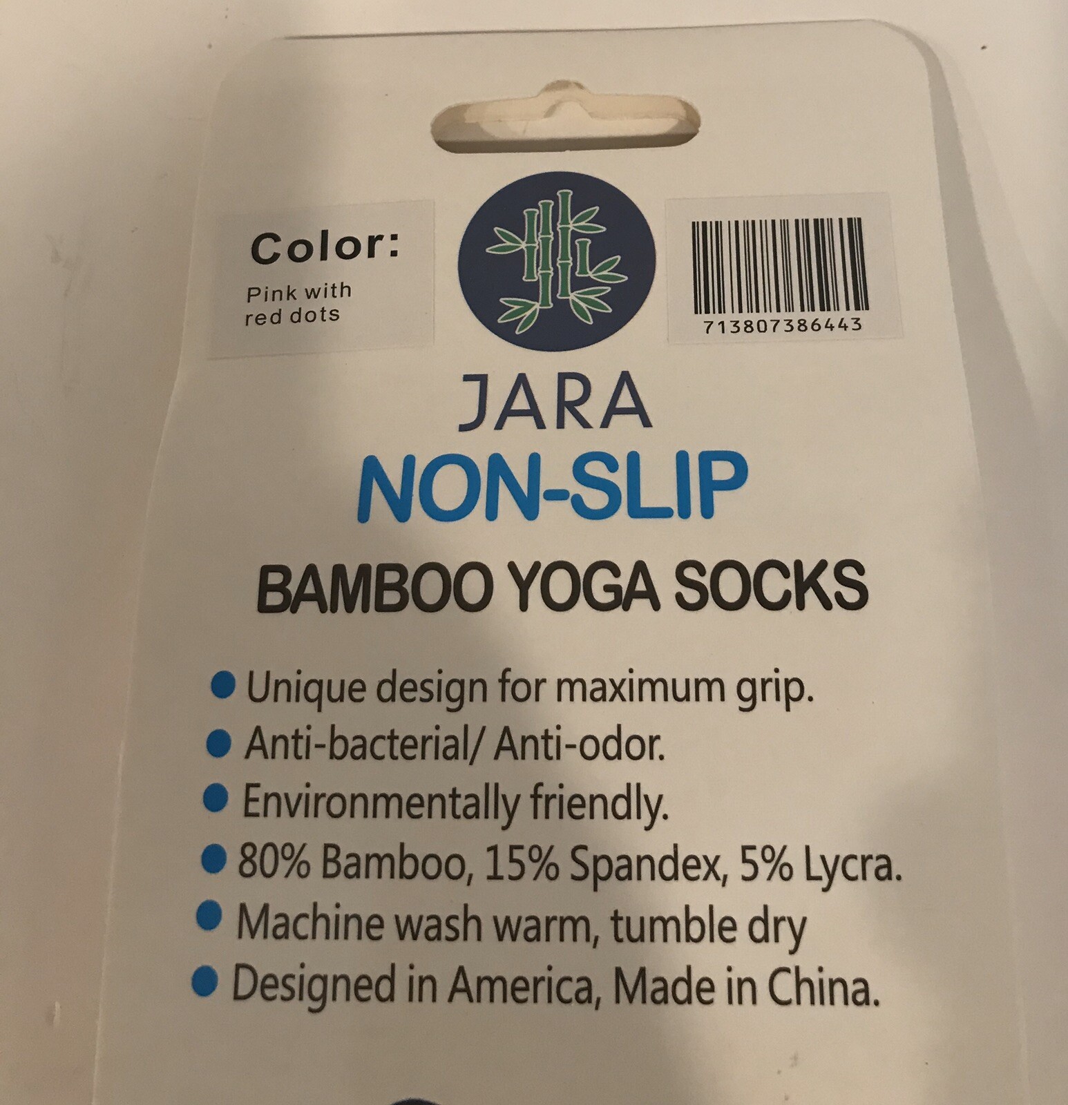 Pink Jara Bamboo Yoga Socks Full Toe Non Slip, No Show, S-M Control/Balance 2-pk