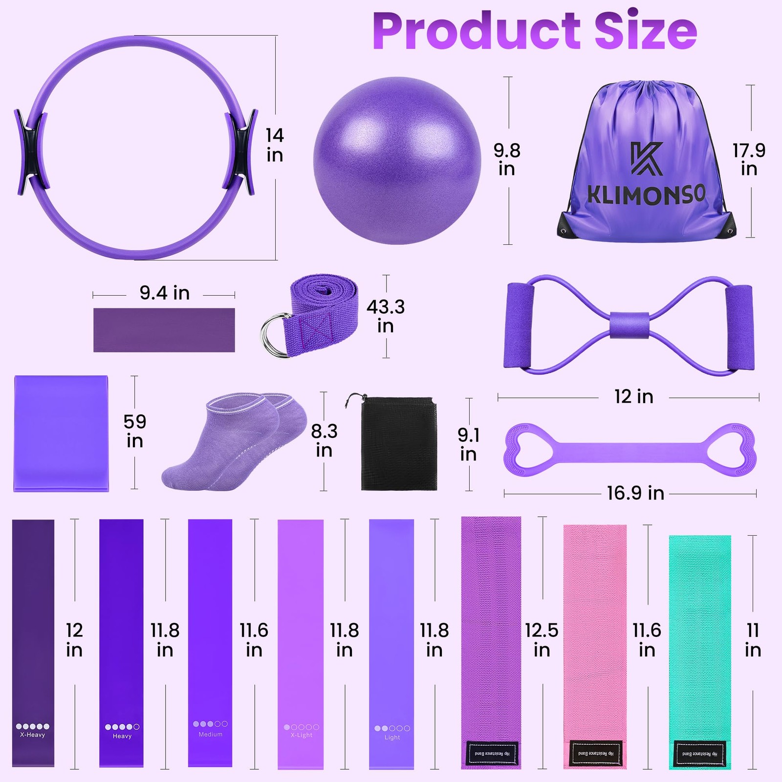 Pilates Ring Set for Home Workout -14 inch Fitness Ring with Ball, Resistance…