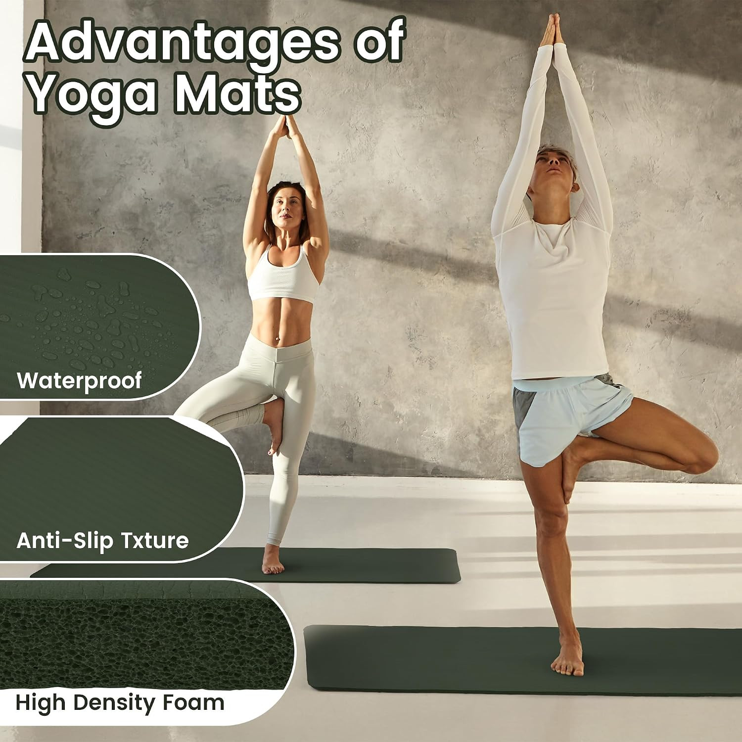 Fitvids Yoga Mat, 1/2-Inch Extra Thick High Density Exercise Mat, Anti-Tear Exer